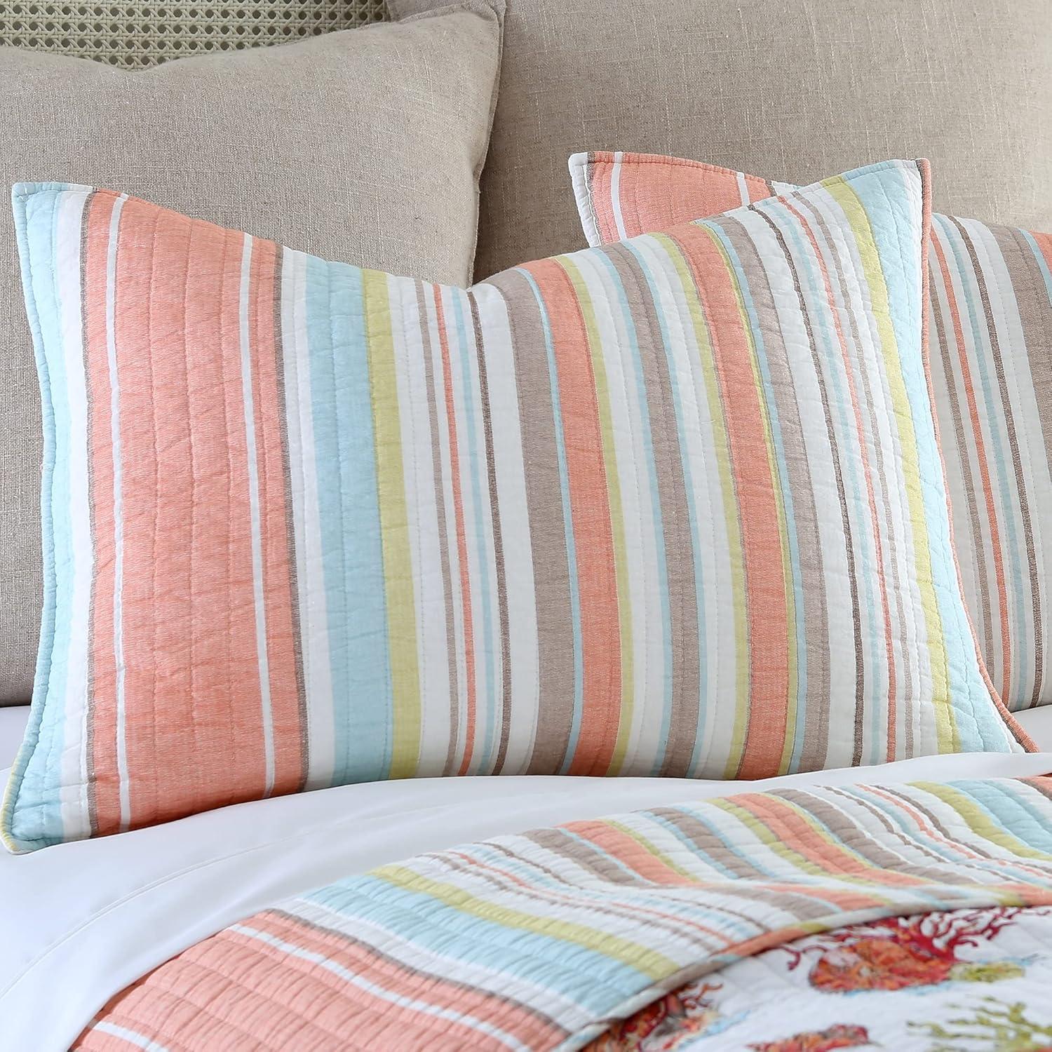 Brighton Coral Quilt Set - One Twin/Twin XL Quilt and One Standard Sham - Levtex Home