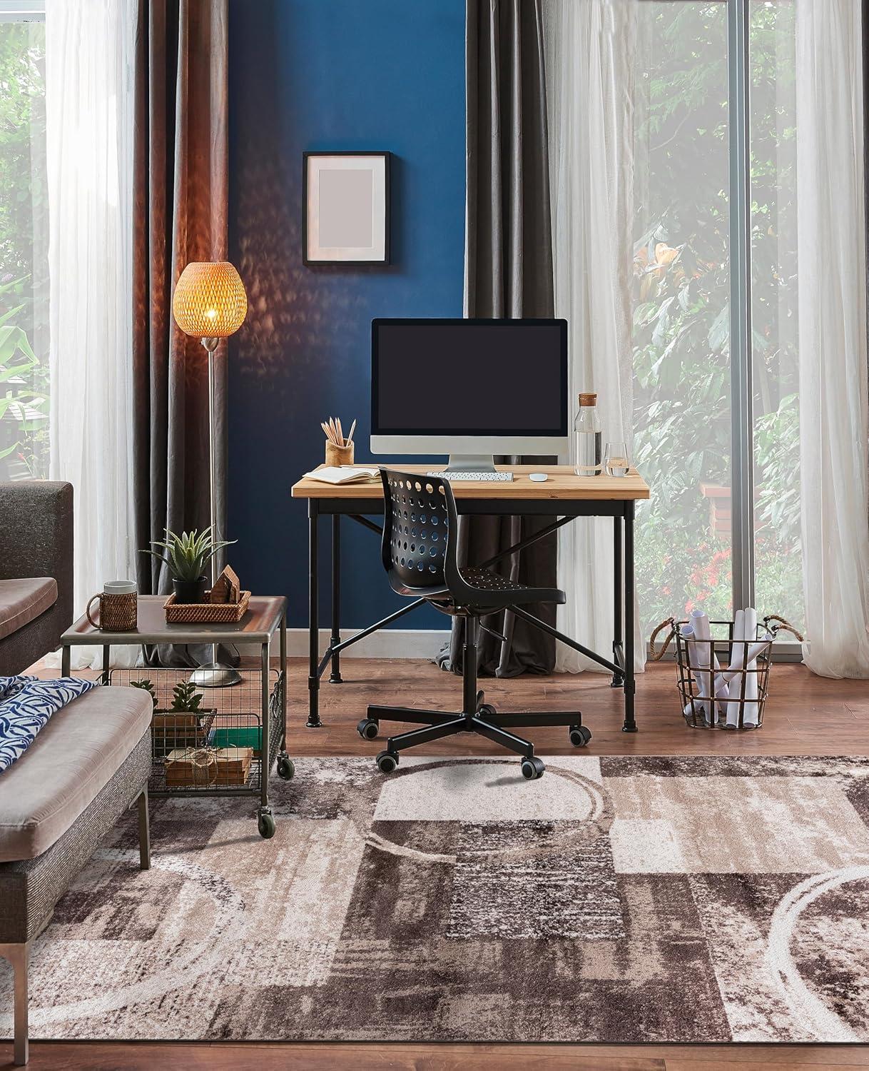 World Rug Gallery Abstract Circle Gray 8'8"x12' Area Rug