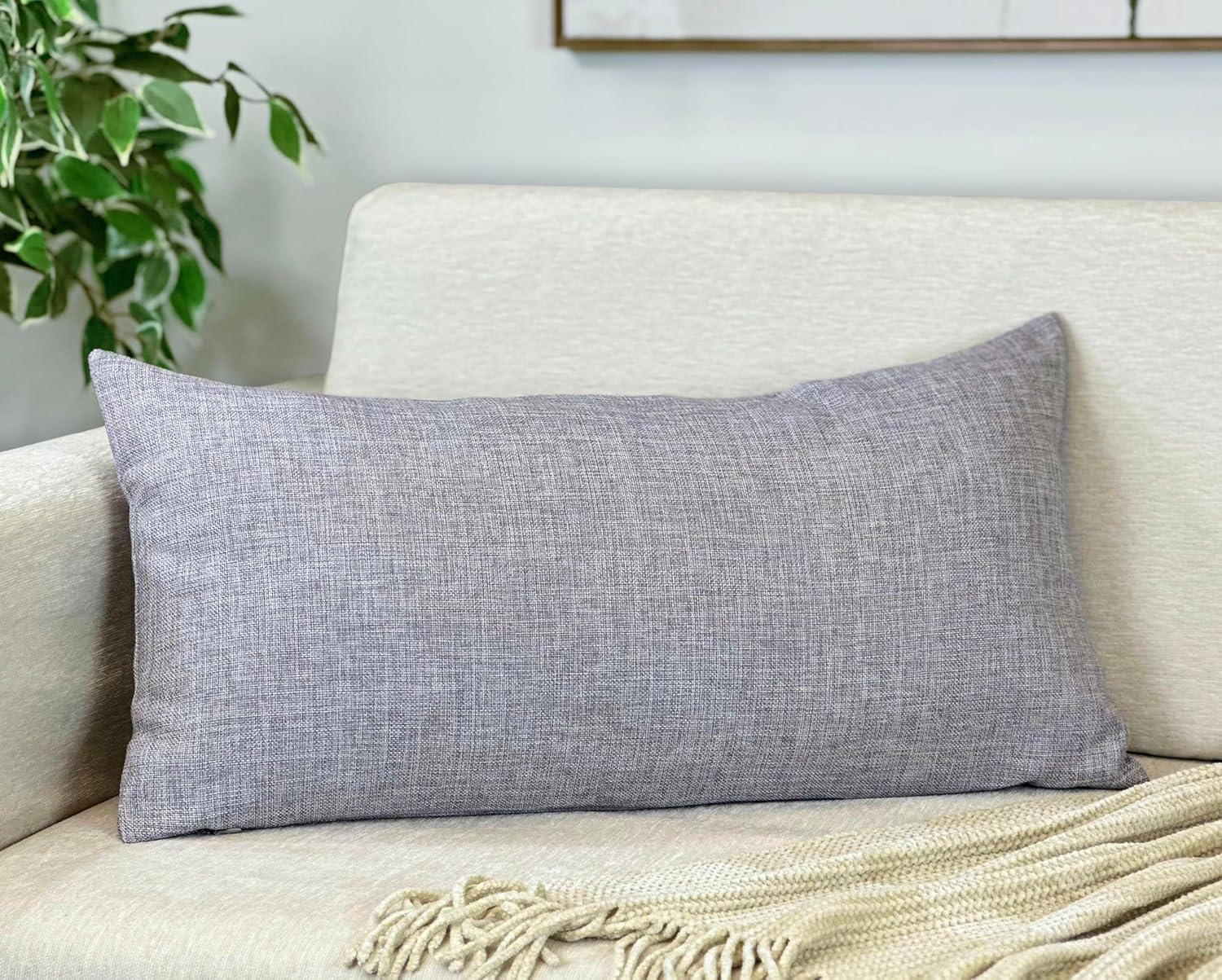 Light Grey Rectangular Polyester Lumbar Pillow Cover