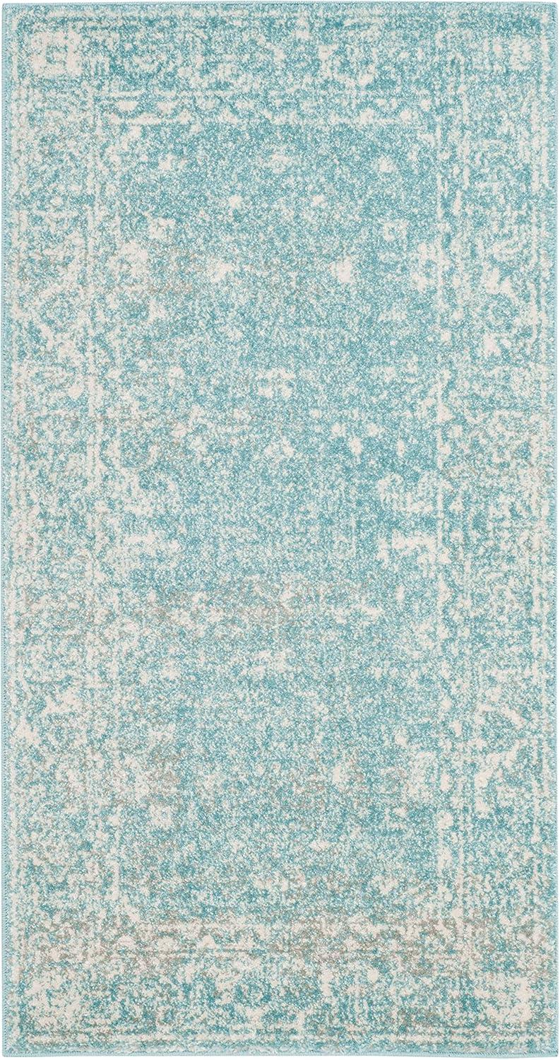 Evoke EVK270 Power Loomed Area Rug Light Blue / Ivory 4' X 6' - Safavieh.