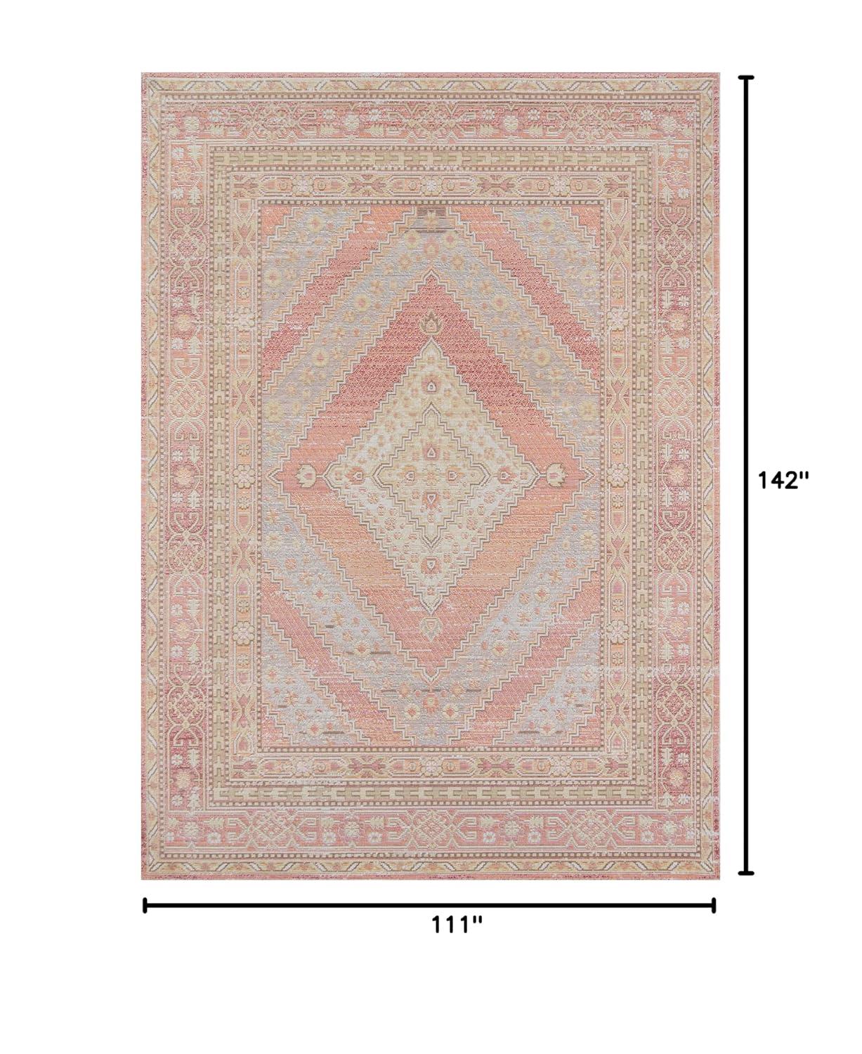 Momeni 9'3"x11'10" Isabella Orla Machine Loomed Area Rug Pink: Classic Medallion Pattern, Low Pile, Indoor Use