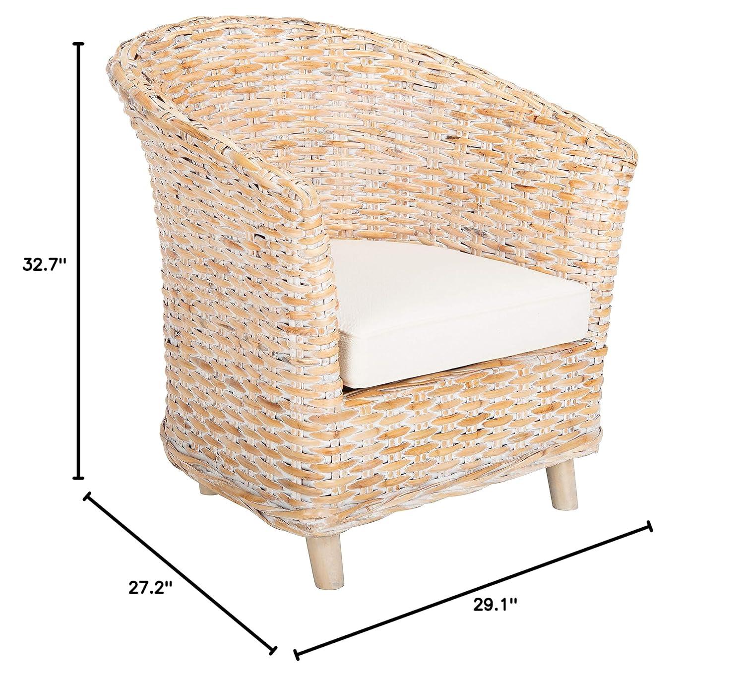 Omni Barrel Chair - FOX6501 - White/White Washed - Safavieh