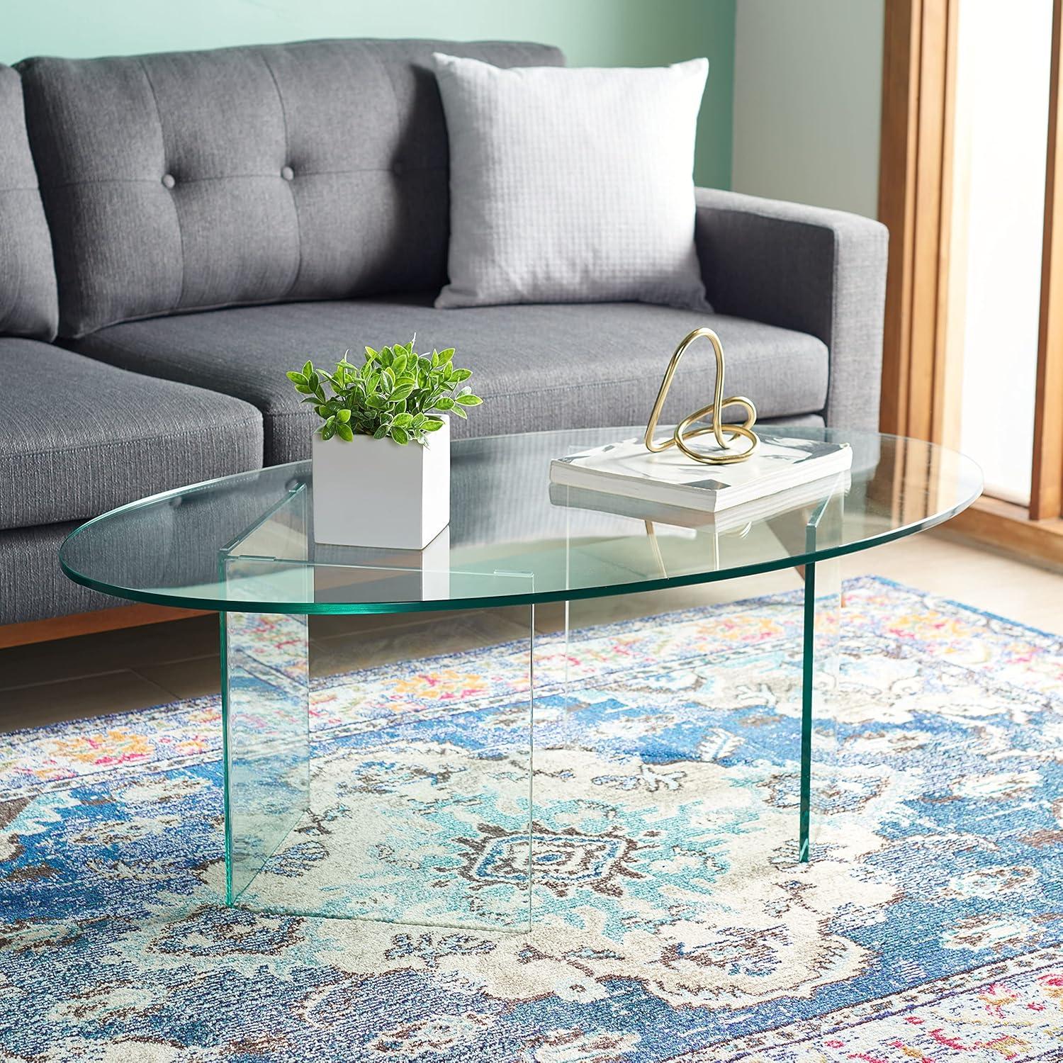 Elegant Oval 51" Clear Tempered Glass Coffee Table