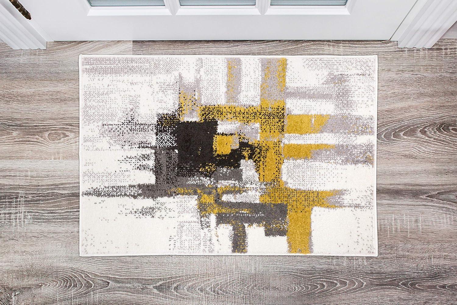 World Rug Gallery Contemporary Modern Abstract Gold 2' x 3' Area Rug