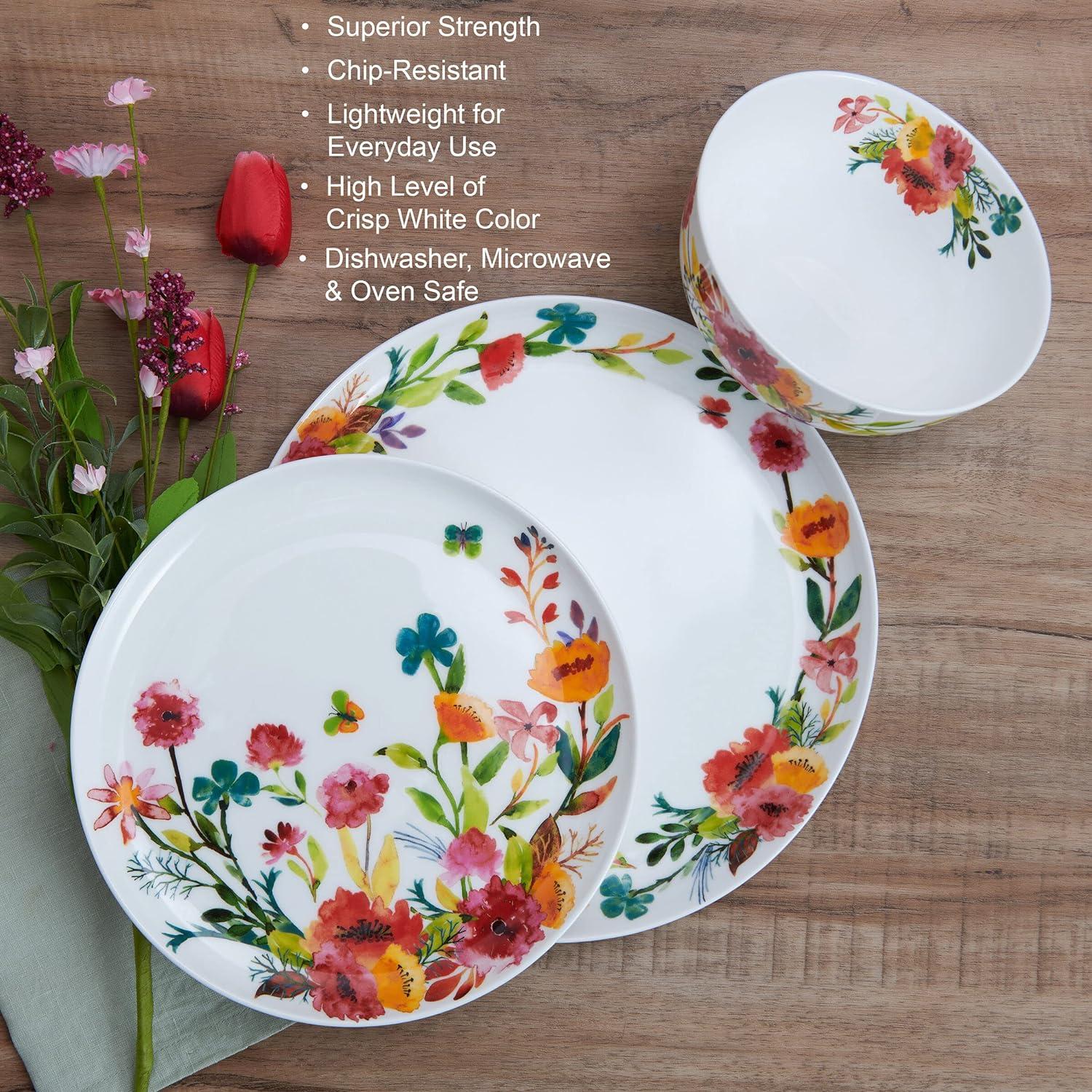 Karina Floral Porcelain 12-Piece Dinnerware Set, Service for 4