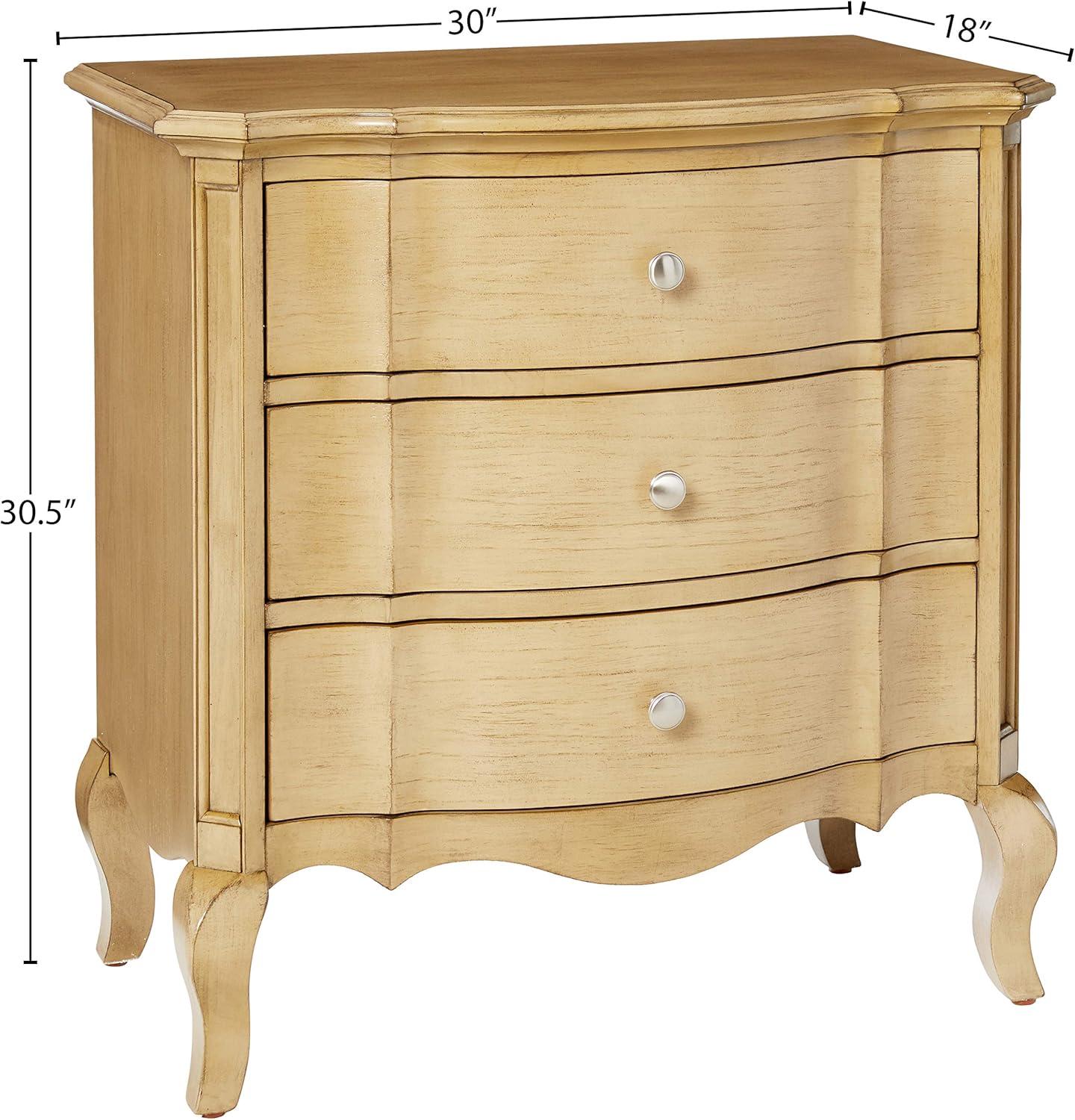 30" Chelmsford Nightstand Antique Taupe - Acme Furniture: 3 Drawers, Cabriole Legs, Wood Veneer