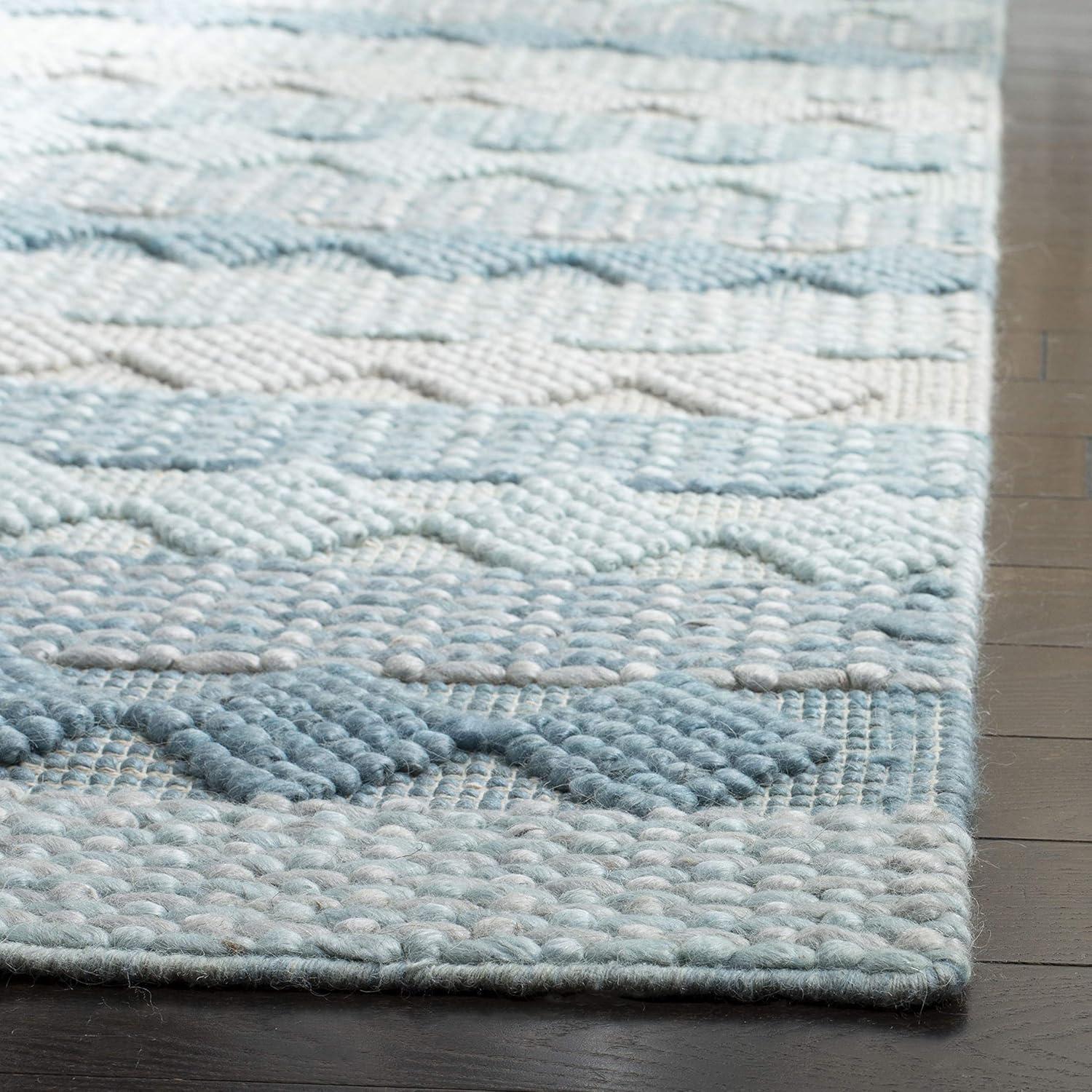 Coastal Bliss Blue & Ivory Hand-Tufted Wool Area Rug - 5' x 8'