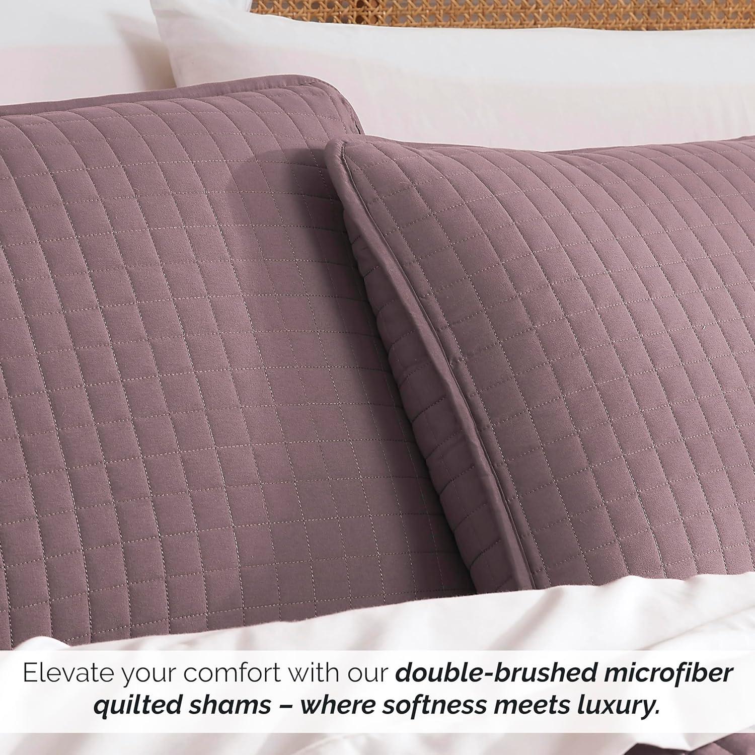 Southshore Fine Living, Inc. 18"x18" Pillow Cover Set, Euro Sham Covers, Fits Throw Pillows for Bed or Couch, Quilted Decorative Pillow Shams, Lavender