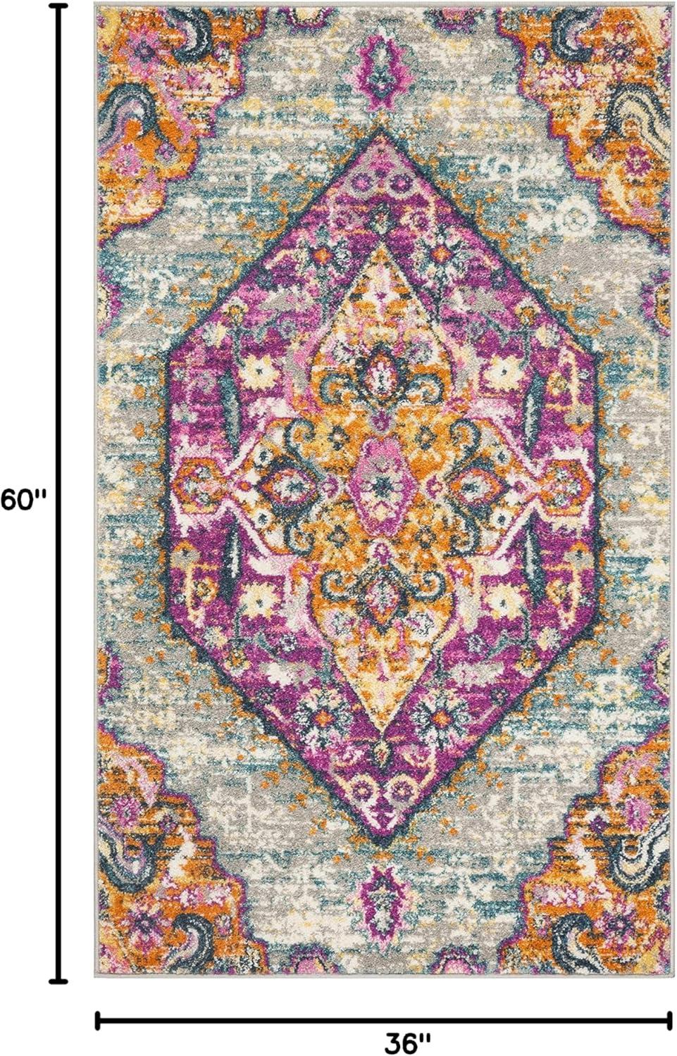 Madison MAD119 Power Loomed Indoor Accent Rug - Light Grey/Fuchsia - 3'x5' - Safavieh.