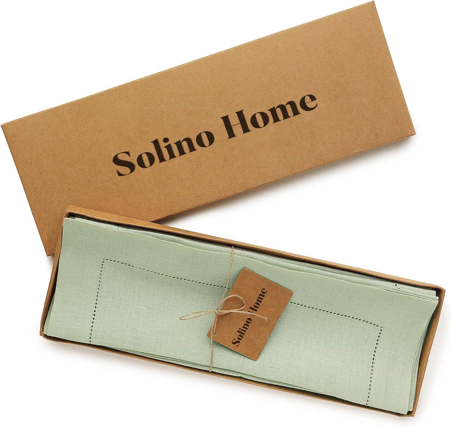 Solino Home 100% Pure Linen Hemstitch Placemats - Classic Hemstitch (Set of 4)
