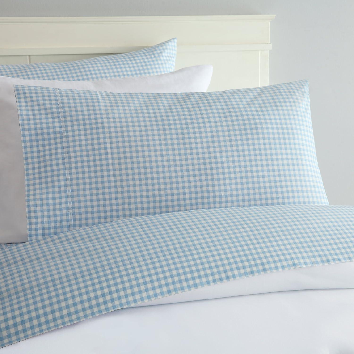 Gingham 250 Thread Count Plaid 100% Cotton Sheet Set