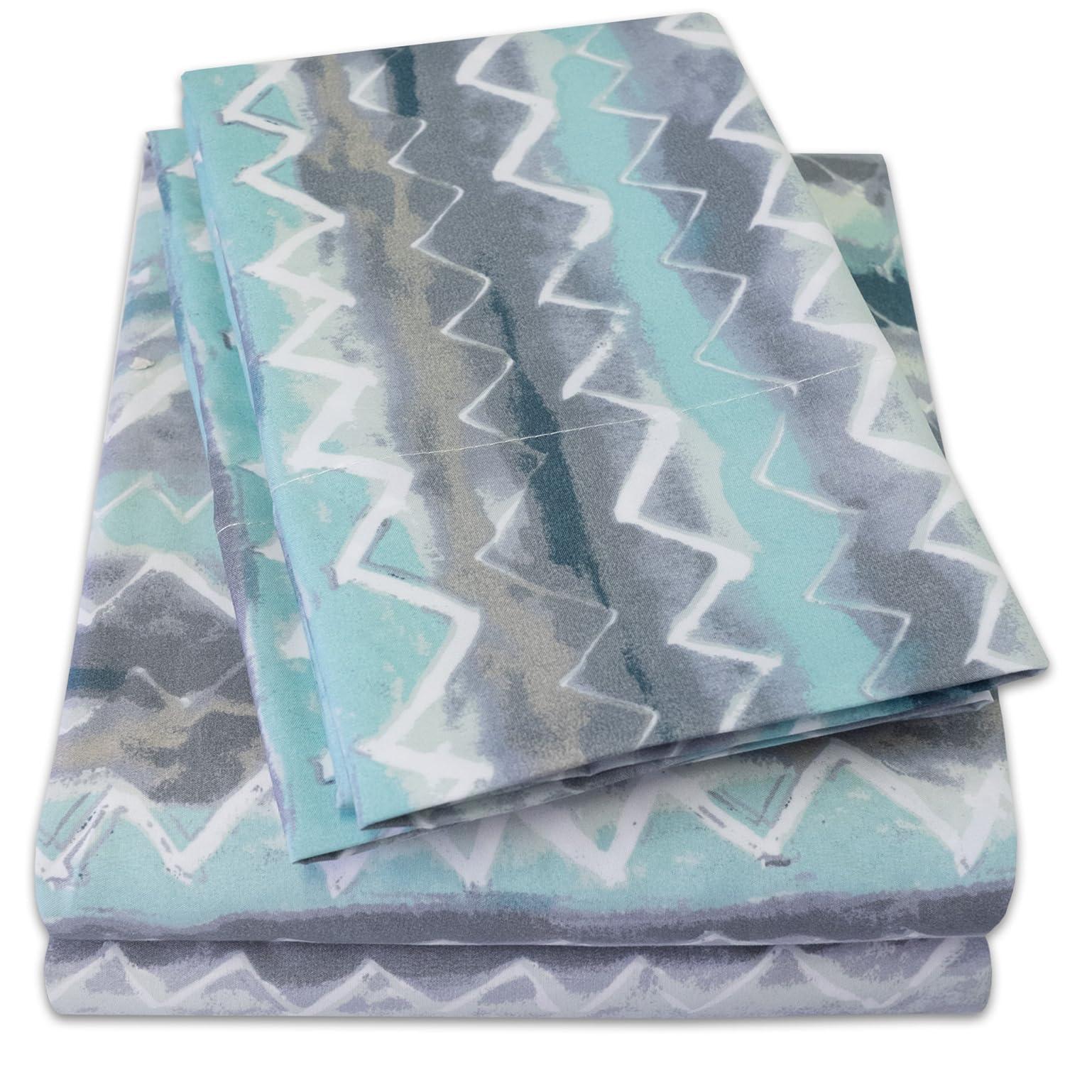 Summerset 4 Piece Printed Sheet Set, Double Brushed Microfiber by Sweet Home Collection®, Queen