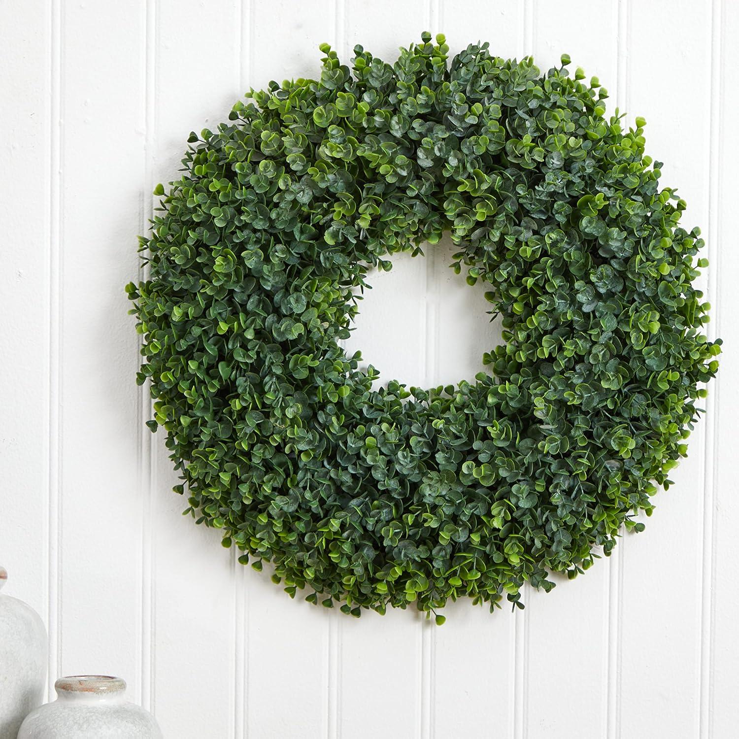 Lush Green 23.5" Eucalyptus Artificial Outdoor Wreath