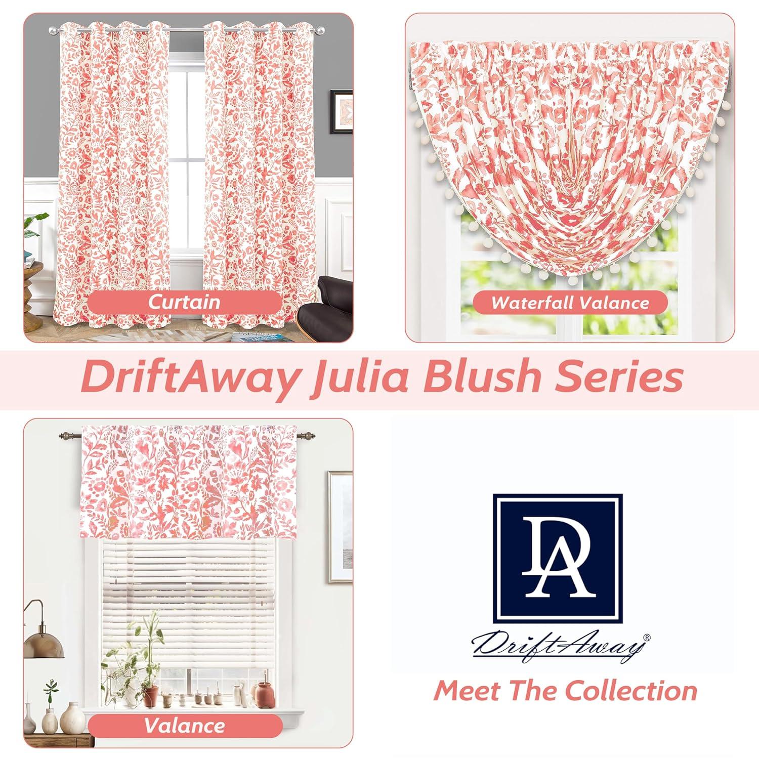DriftAway Julia Watercolor Blackout Room Darkening Grommet Lined Thermal Insulated Energy Saving Window Curtains 2 Layers 2 Panels Each Size 96"L x 52"W Navy