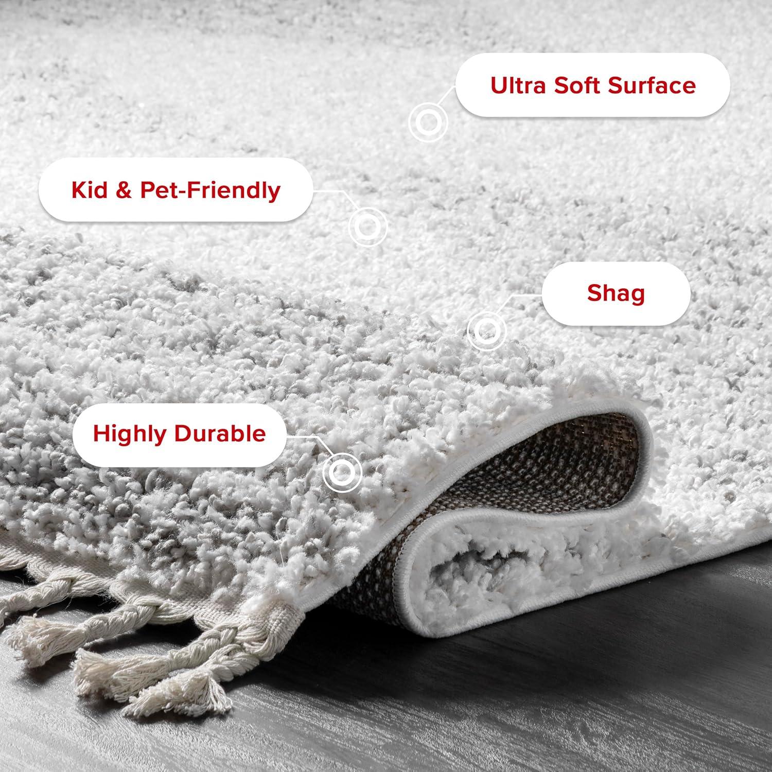 Nuloom Bria Geometric 5x8 Shag Indoor Area Rug for Living Room Bedroom Dining Room Nursery, White/Ivory