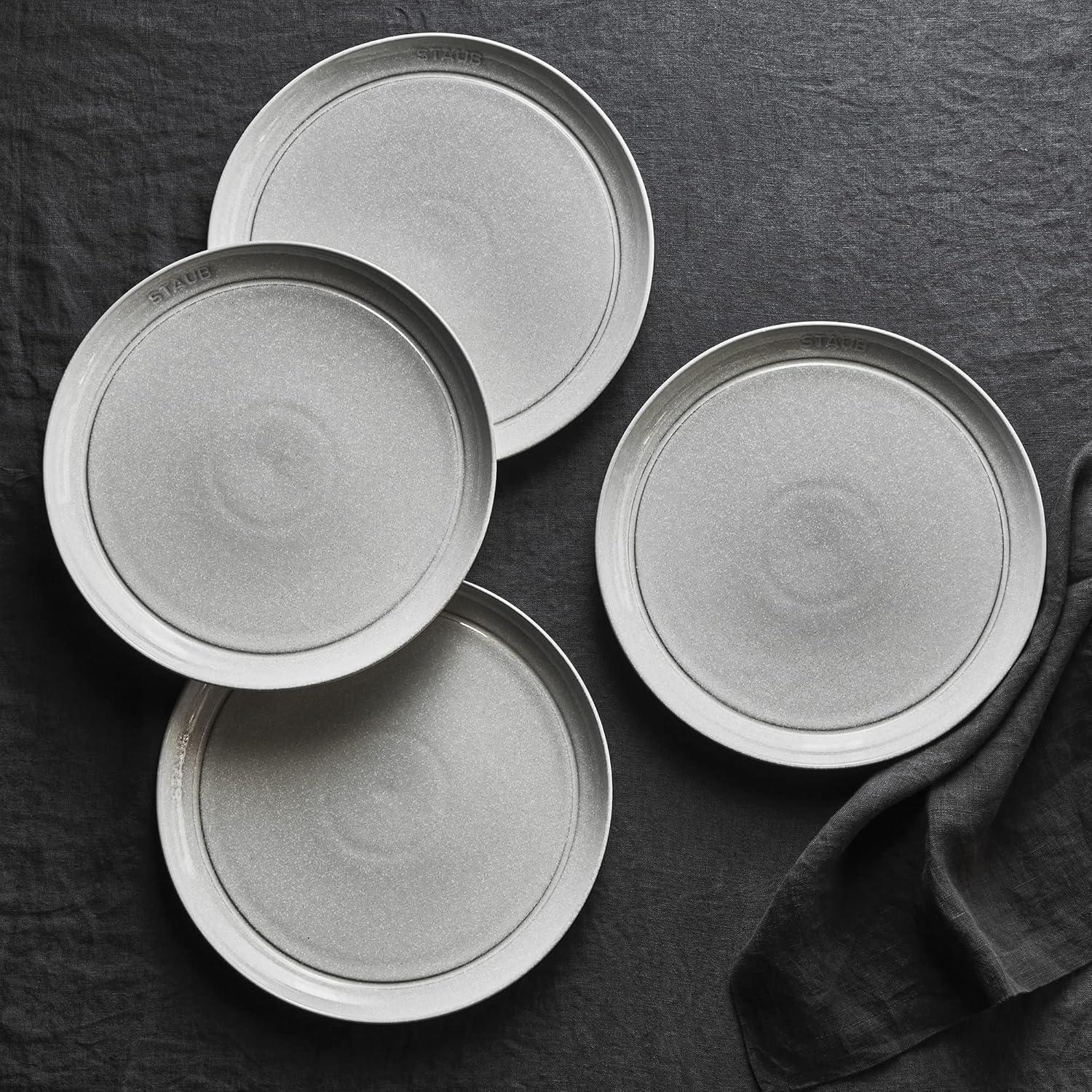 Staub Ceramic Dinnerware 4-piece 10-inch Stoneware Dinner Plate Set