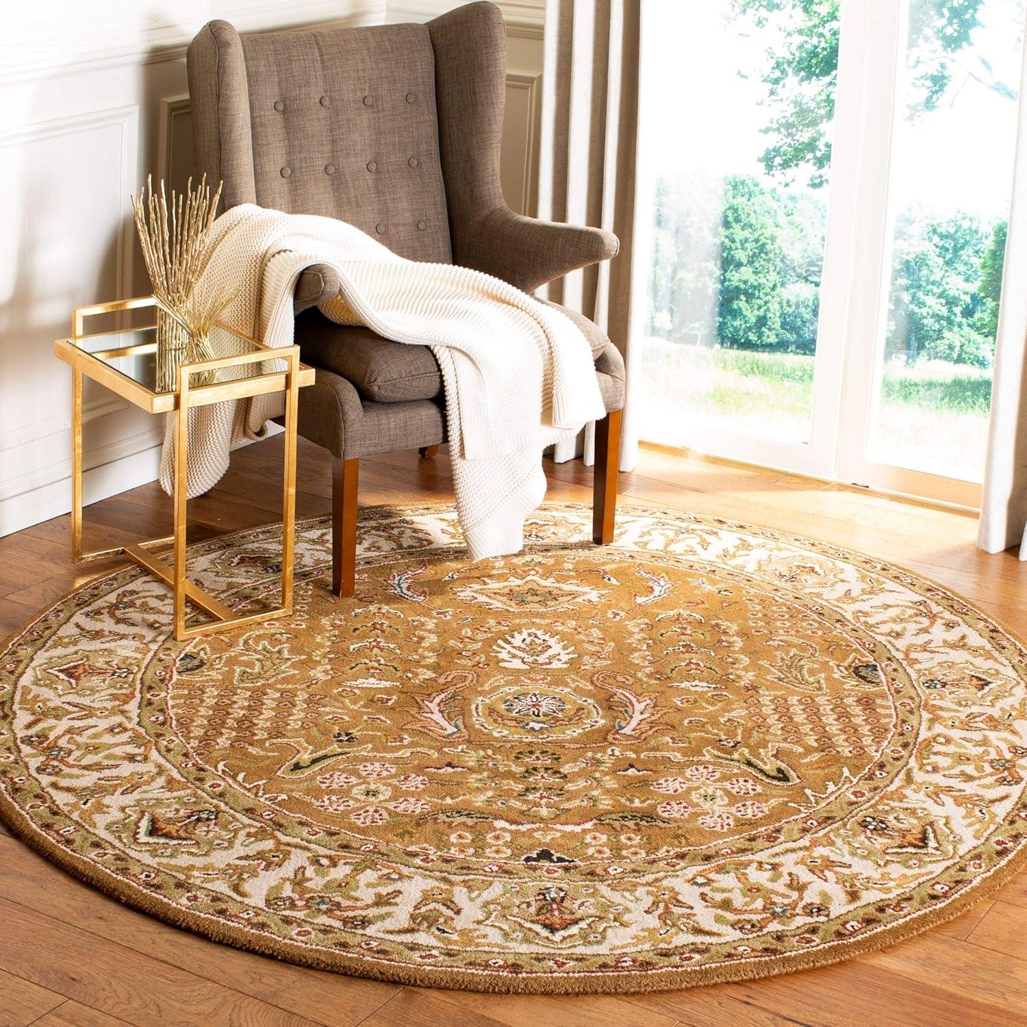 Handmade Light Green and Gold Wool 6' x 9' Tufted Area Rug