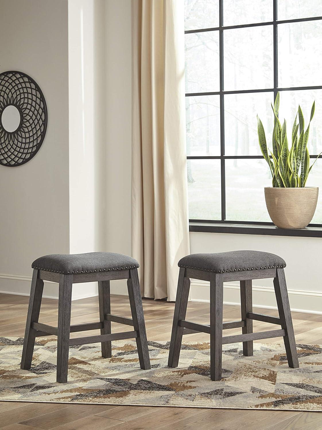 Signature Design by Ashley Caitbrook Rustic 24.4" Counter Height Upholstered Barstool, Set of 2