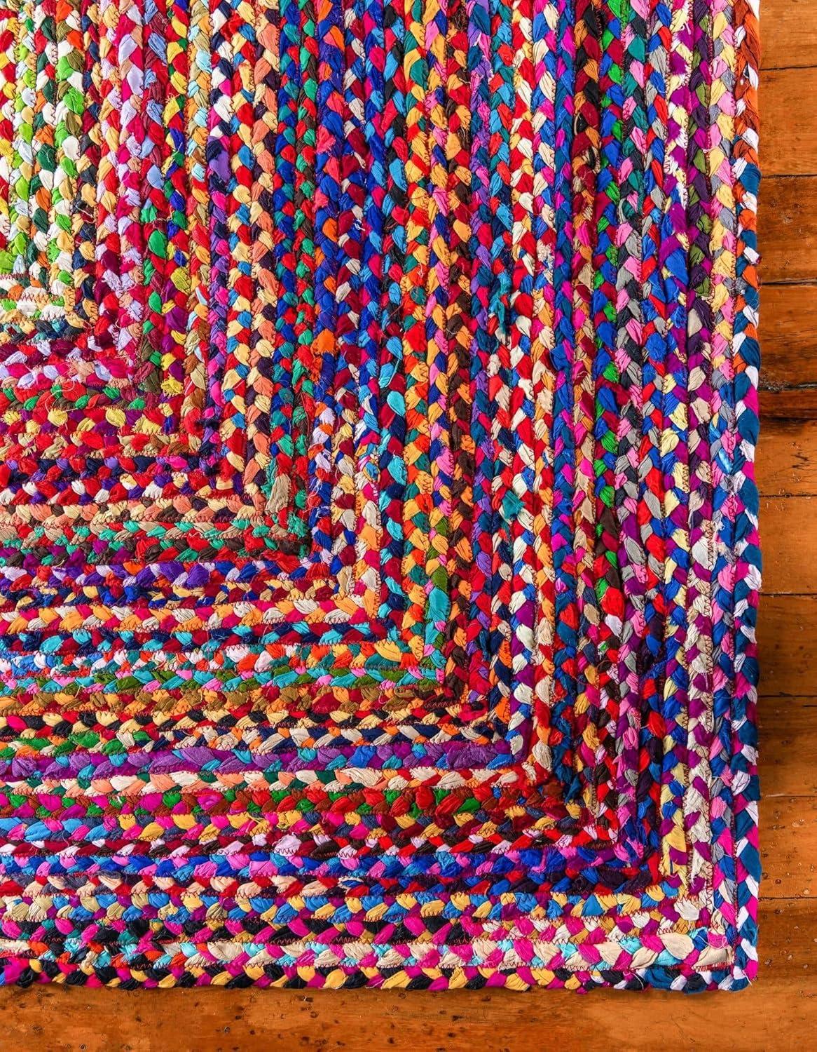 Unique Loom Braided Chindi Collection Area Rug - Layer (8'  x 11' Rectangle Multi/Blue)
