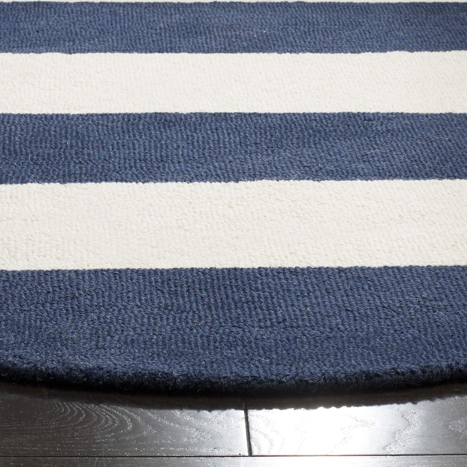 Safavieh Kids Stripe SFK919 Hand Tufted Indoor Runner Rug - Navy/Ivory - 2'6"x8' - Safavieh