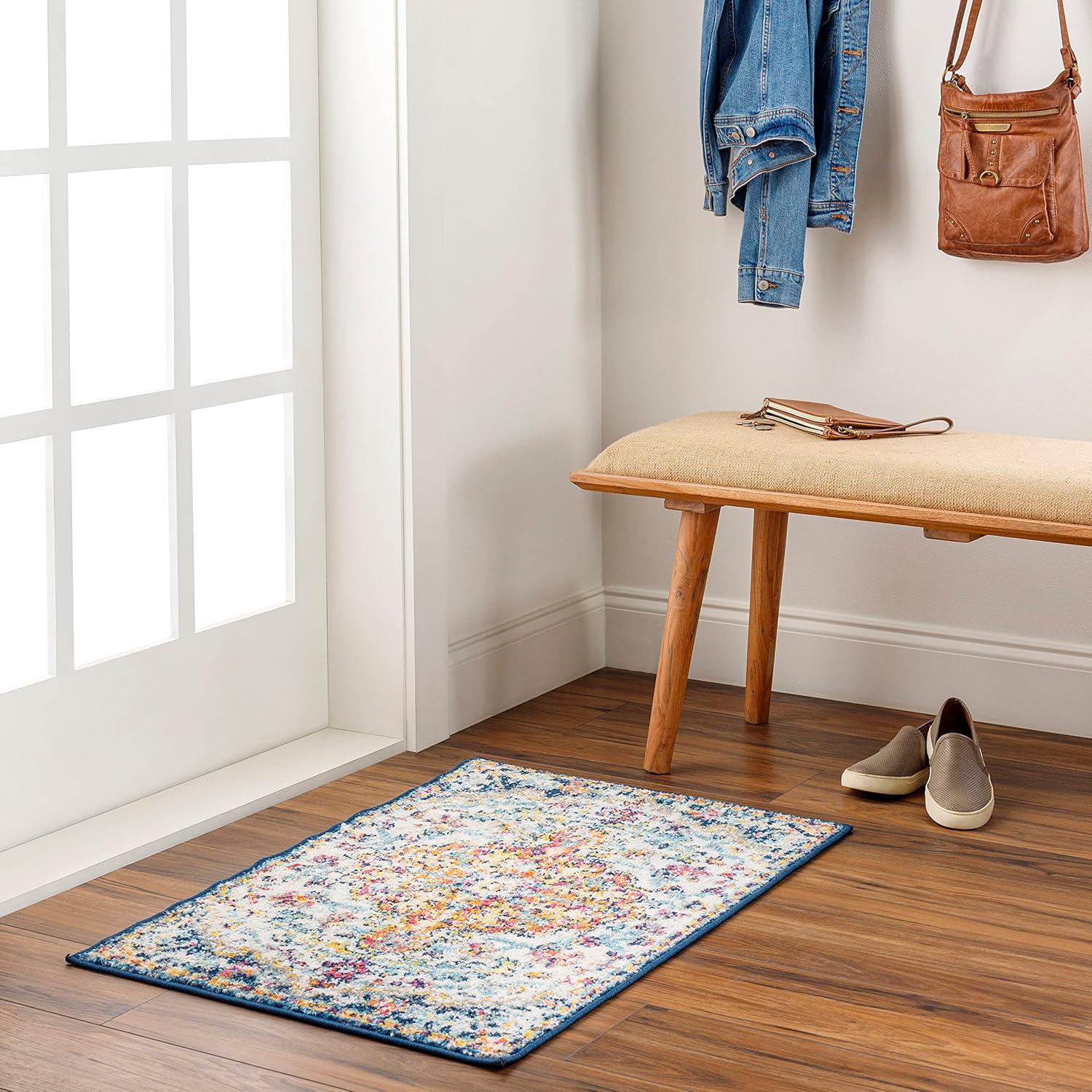 Livabliss Harput Vintage Medallion Area Rug,7'10" x 10'2",Aqua