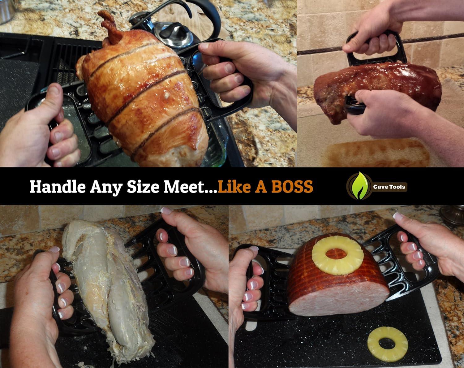 Cave Tools Meat Claws for Shredding Pulled Pork, Chicken, Turkey, and Beef- Handling & Carving Food - Barbecue Grill Accessories for Smoker, or Slow Cooker - Merlot