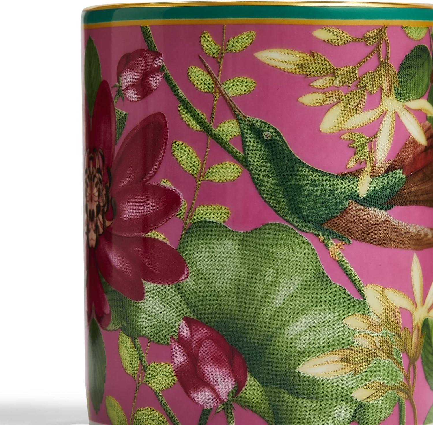 Pink and Green Ceramic Floral Animal Print Mug Set