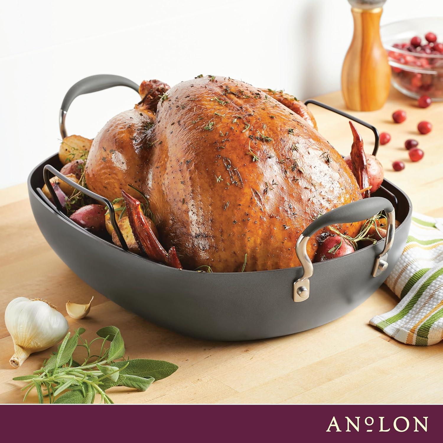 Anolon Advanced Hard Anodized Nonstick Roaster / Roasting Pan with Rack