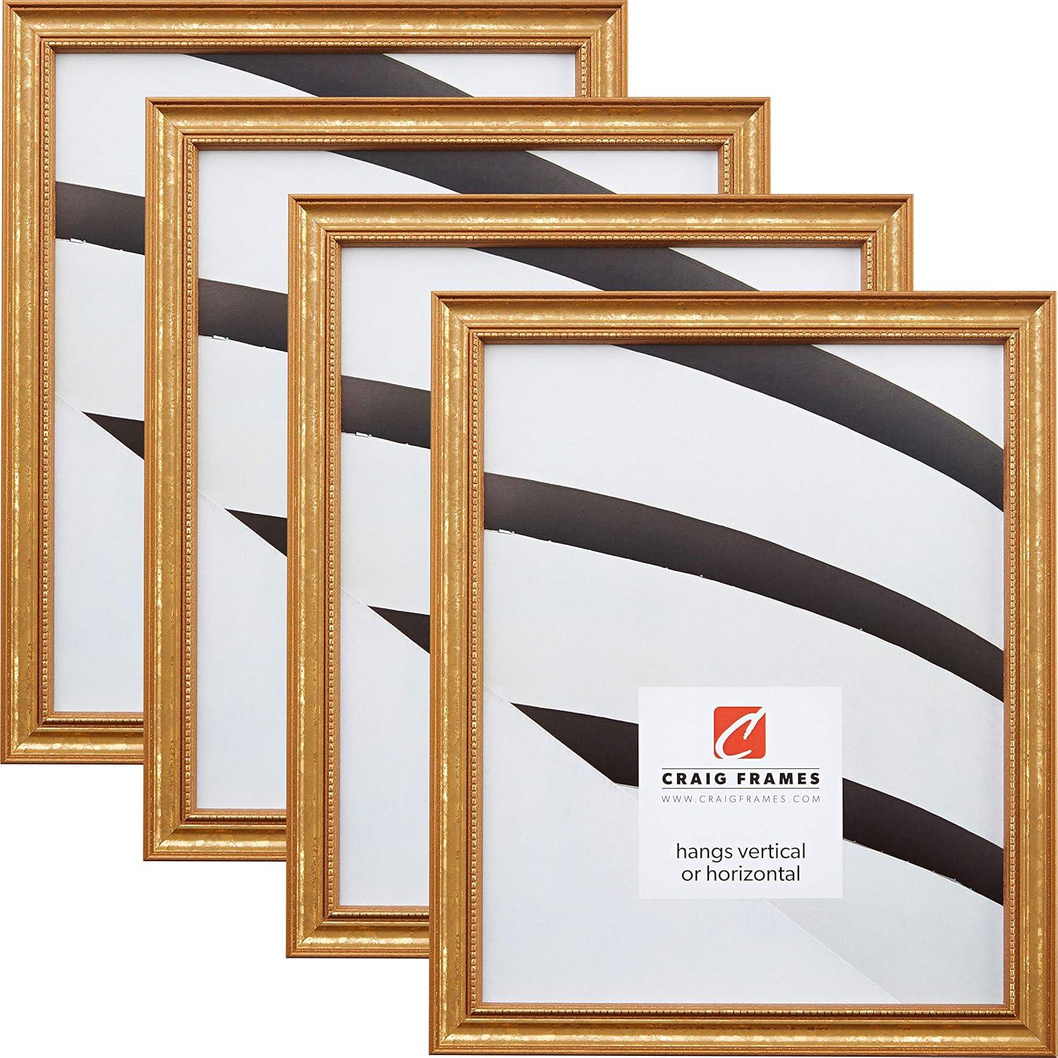 Craig Frames Stratton 4x6 inch Aged Gold Picture Frame, Set of 4