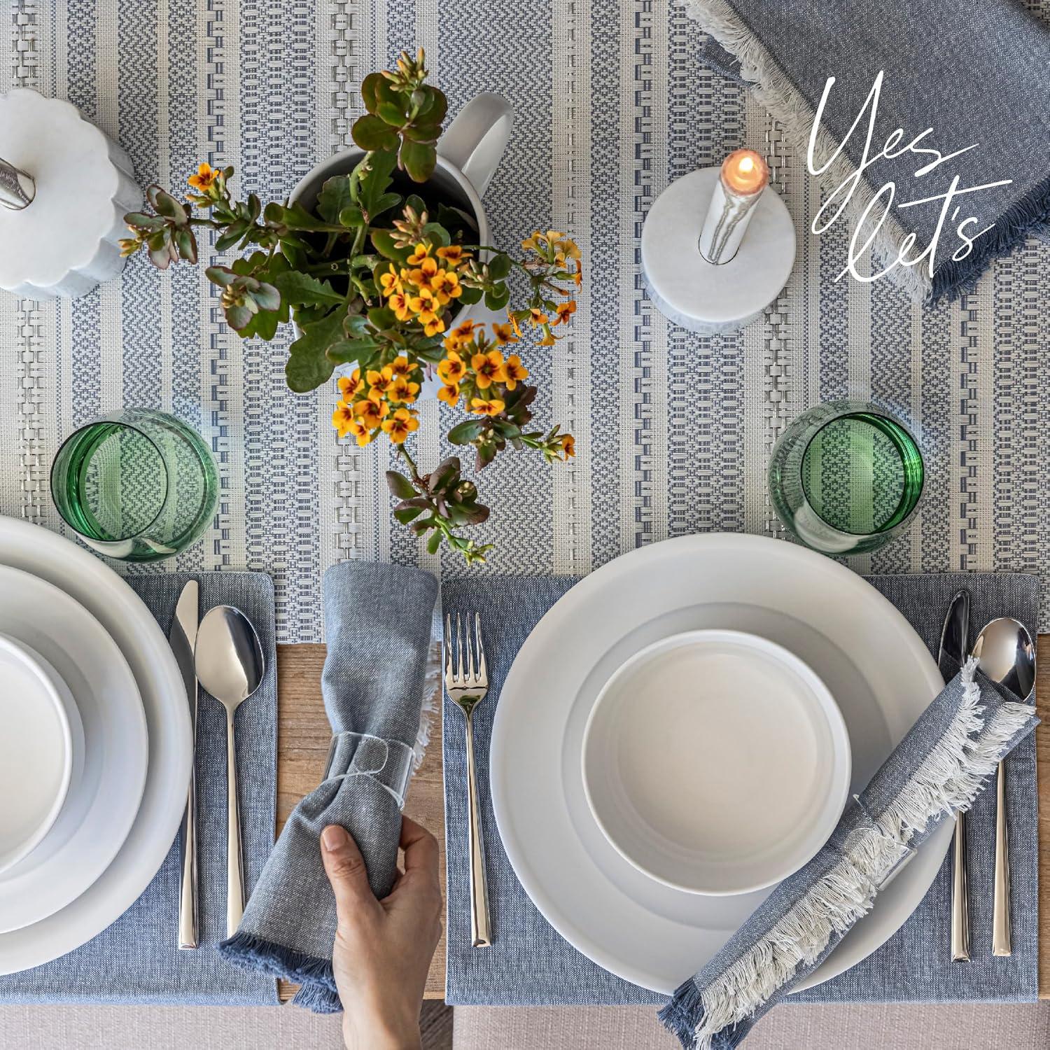 over&back Rimmed 16-Piece Semi Hand-Finished Stoneware Dinnerware Set, Service for 4