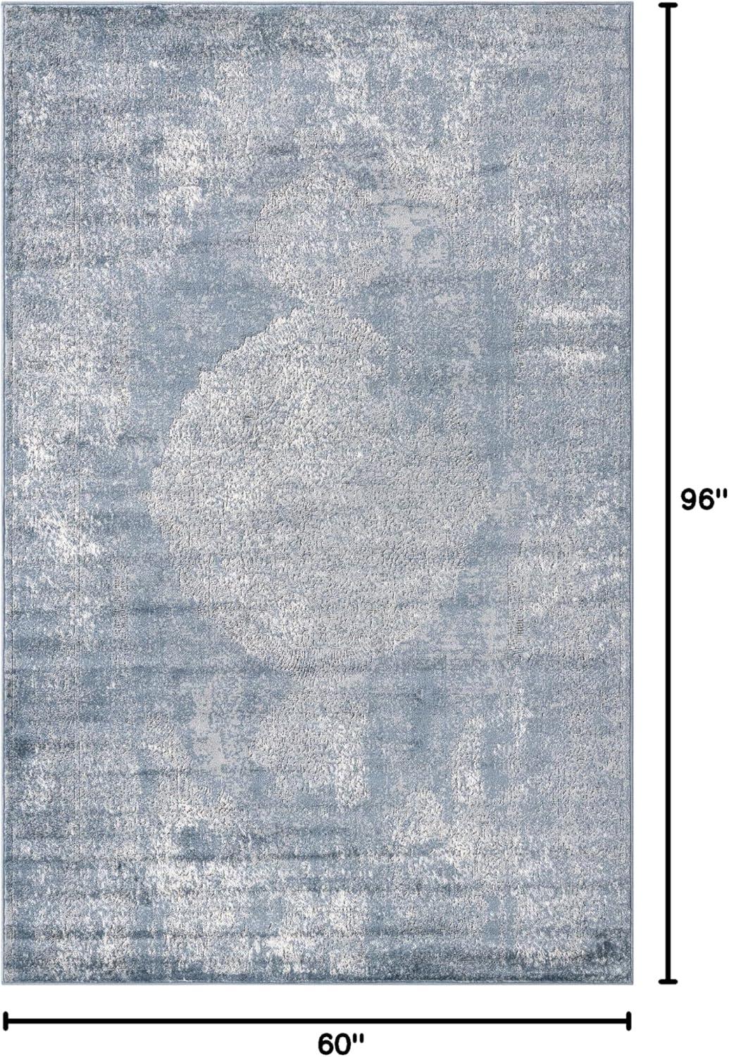 5'x8' Haze Solid Low-Pile Area Rug, Light Gray - JONATHAN Y
