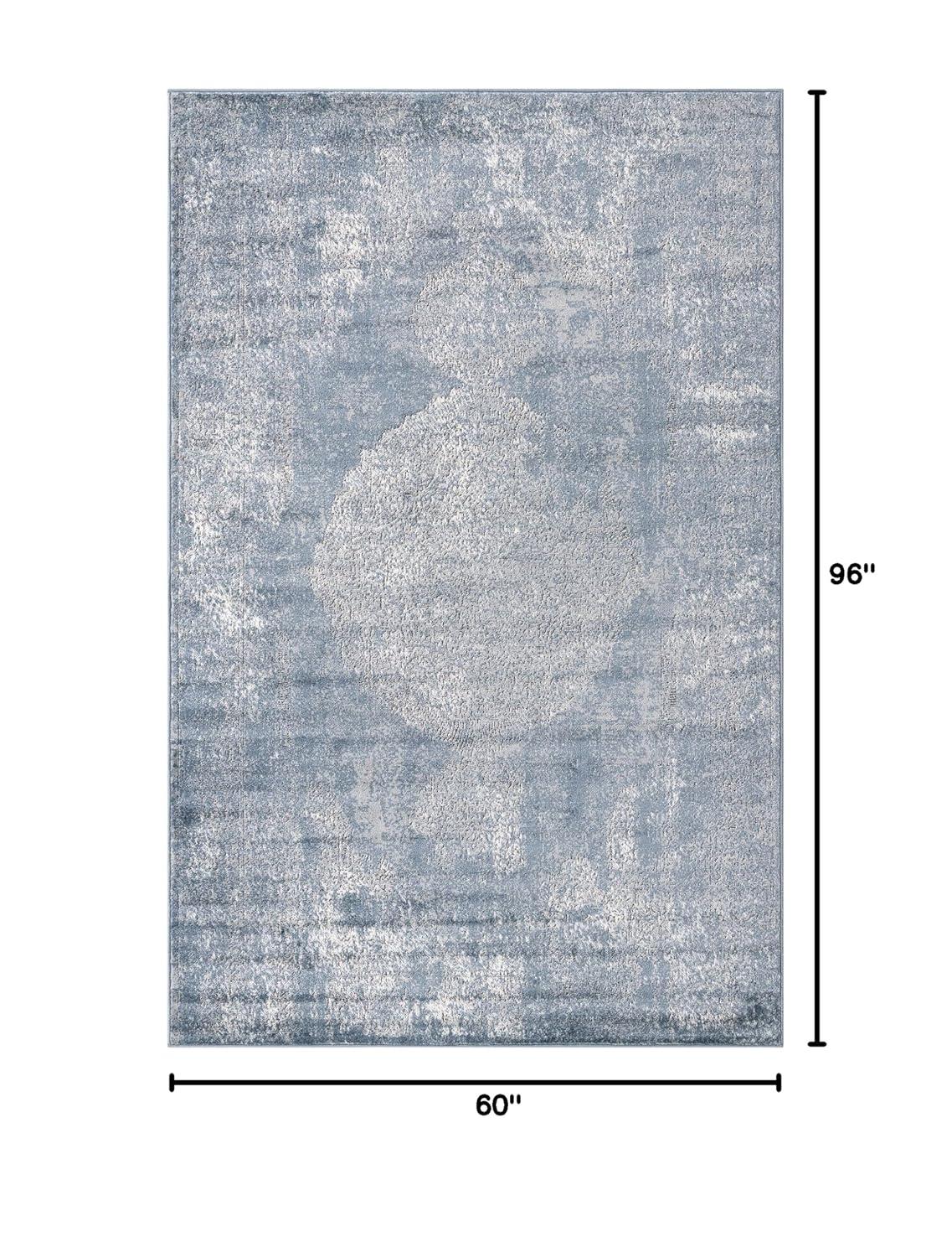 5'x8' Haze Solid Low-Pile Area Rug, Light Gray - JONATHAN Y