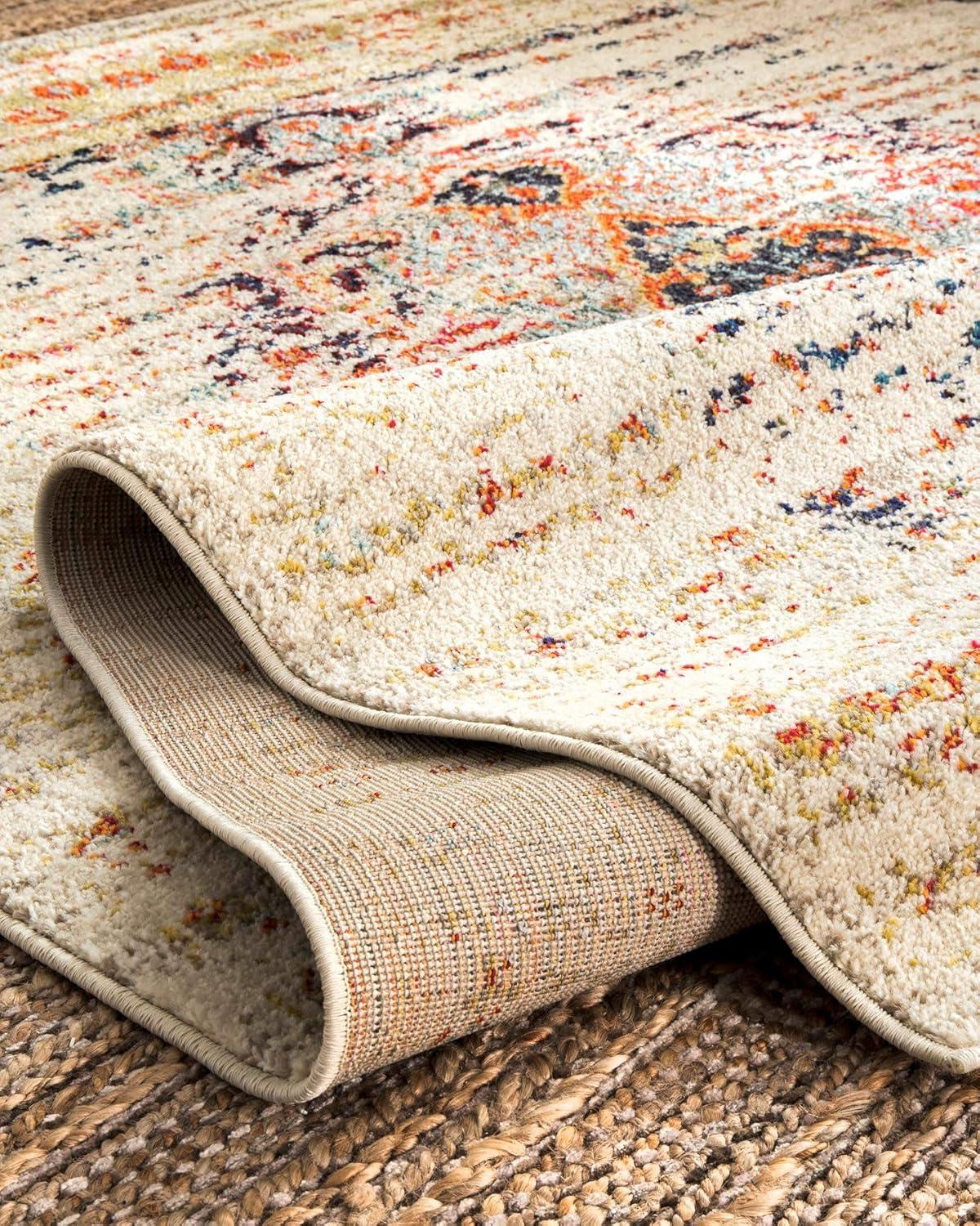 Sarita Beige Synthetic Rectangular Runner Rug 2'6" x 10'