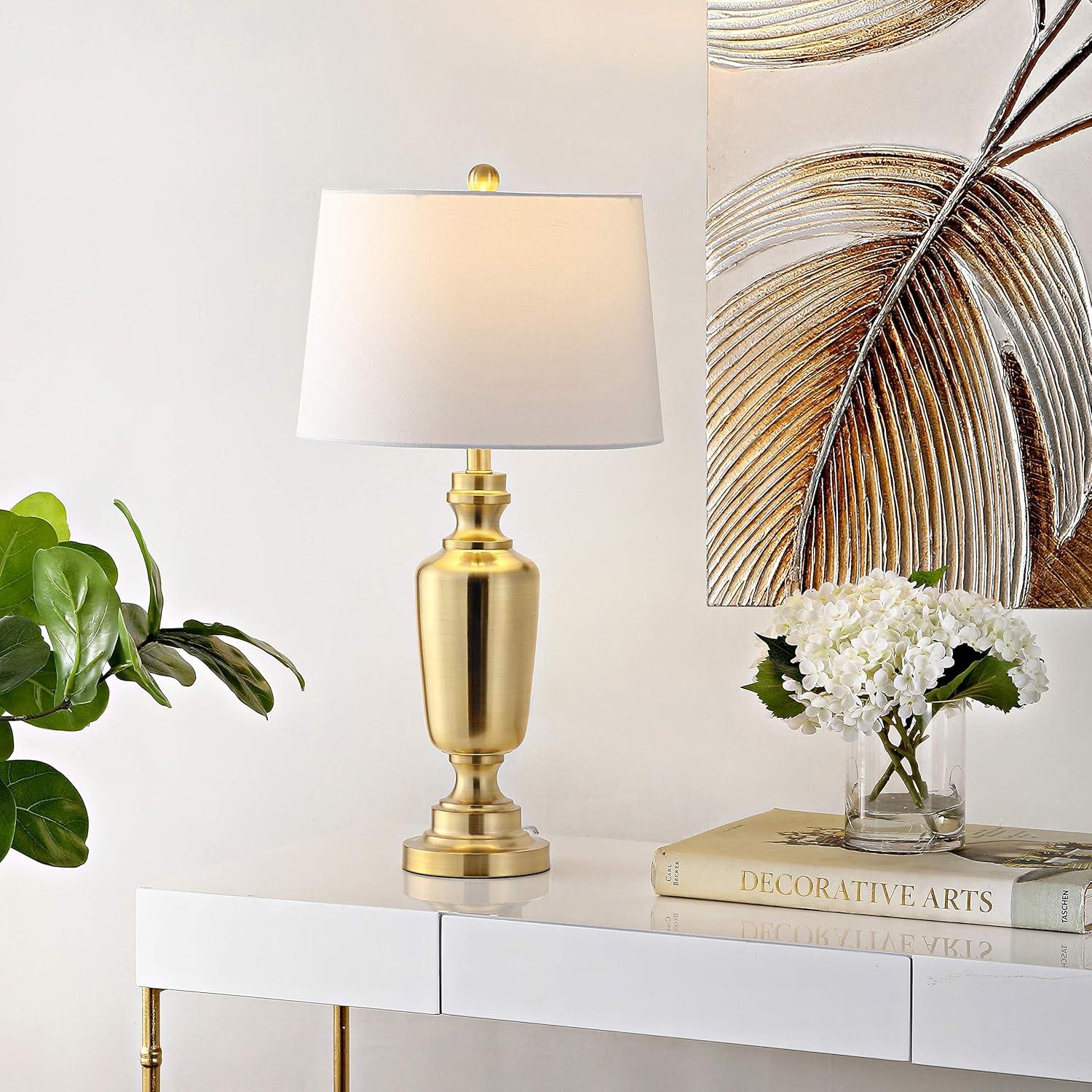 Ezra Brass and White Iron 28" Table Lamp