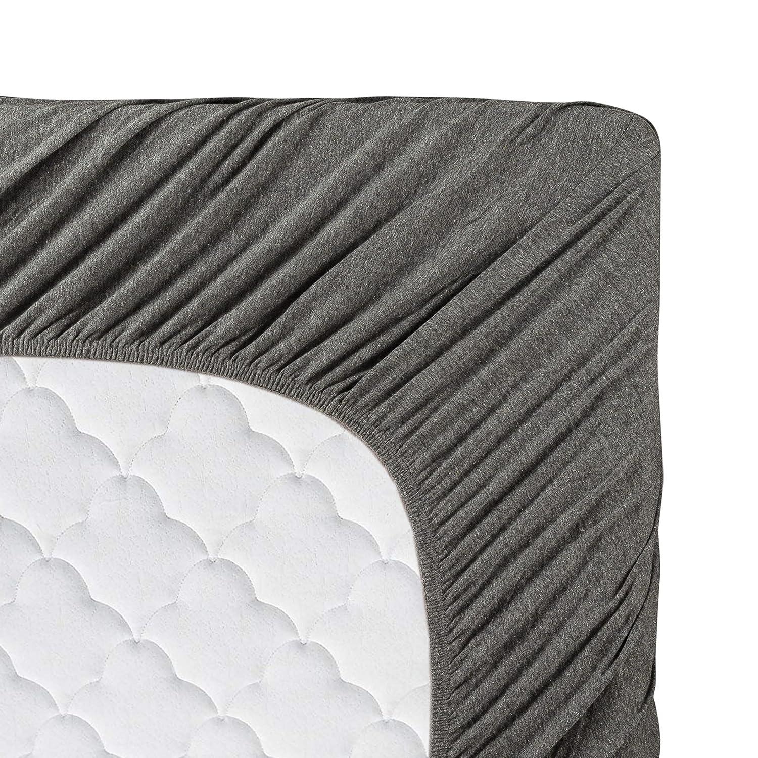 Road Trip America Jersey Sheet Set - 4 Pieces Queen Cotton Sheets Set - Stretchable Ultrasoft Luxury Knit Bed Linen (Dark Gray, Queen)