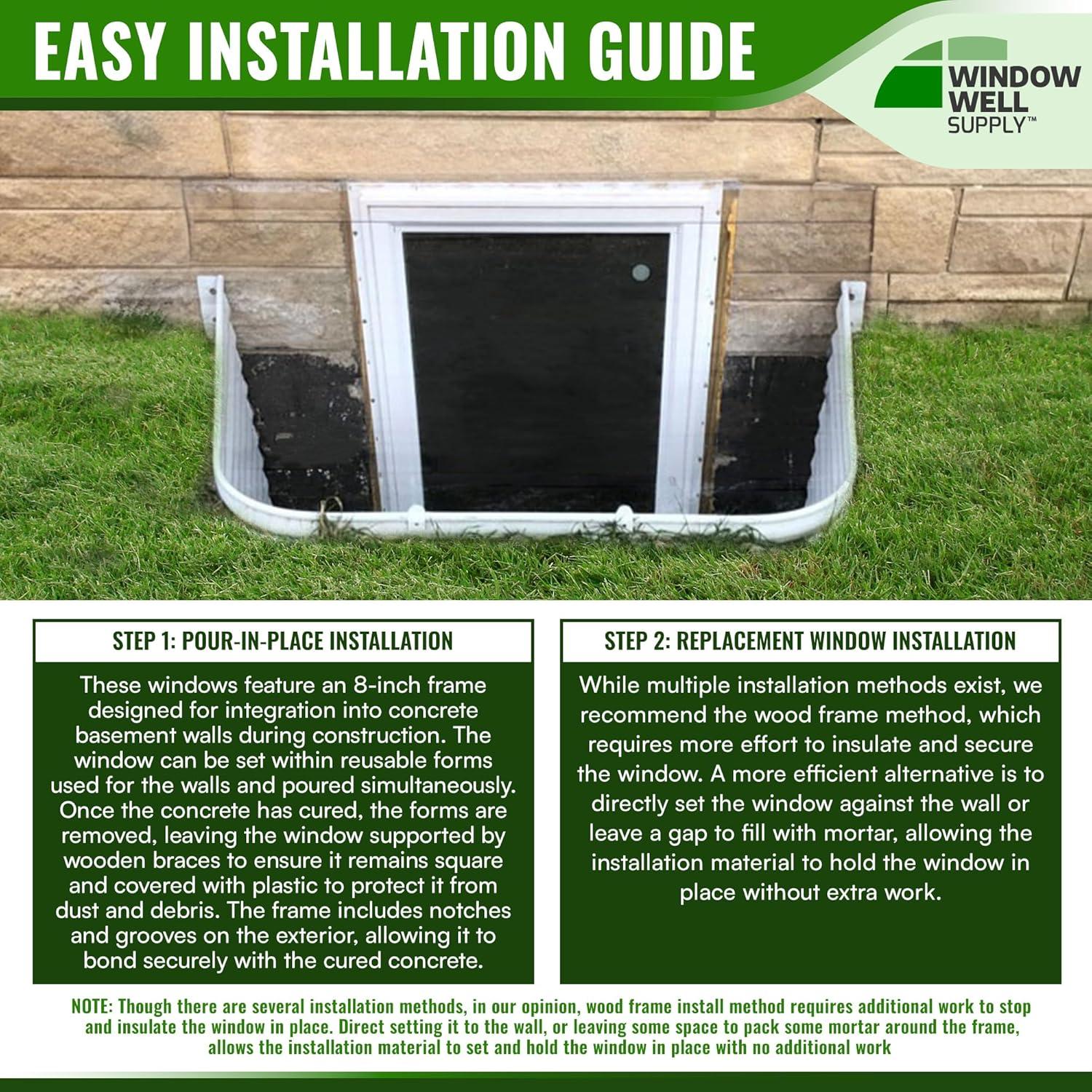 White Vinyl 36" x 36" In-Swing Casement Egress Window
