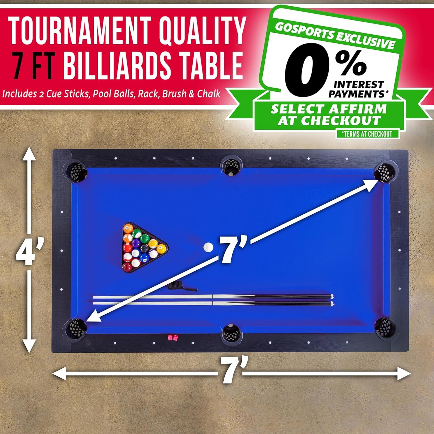 GoSports GoSports 7 ft Pool Table - Modern Billiards Table - Accessories Included