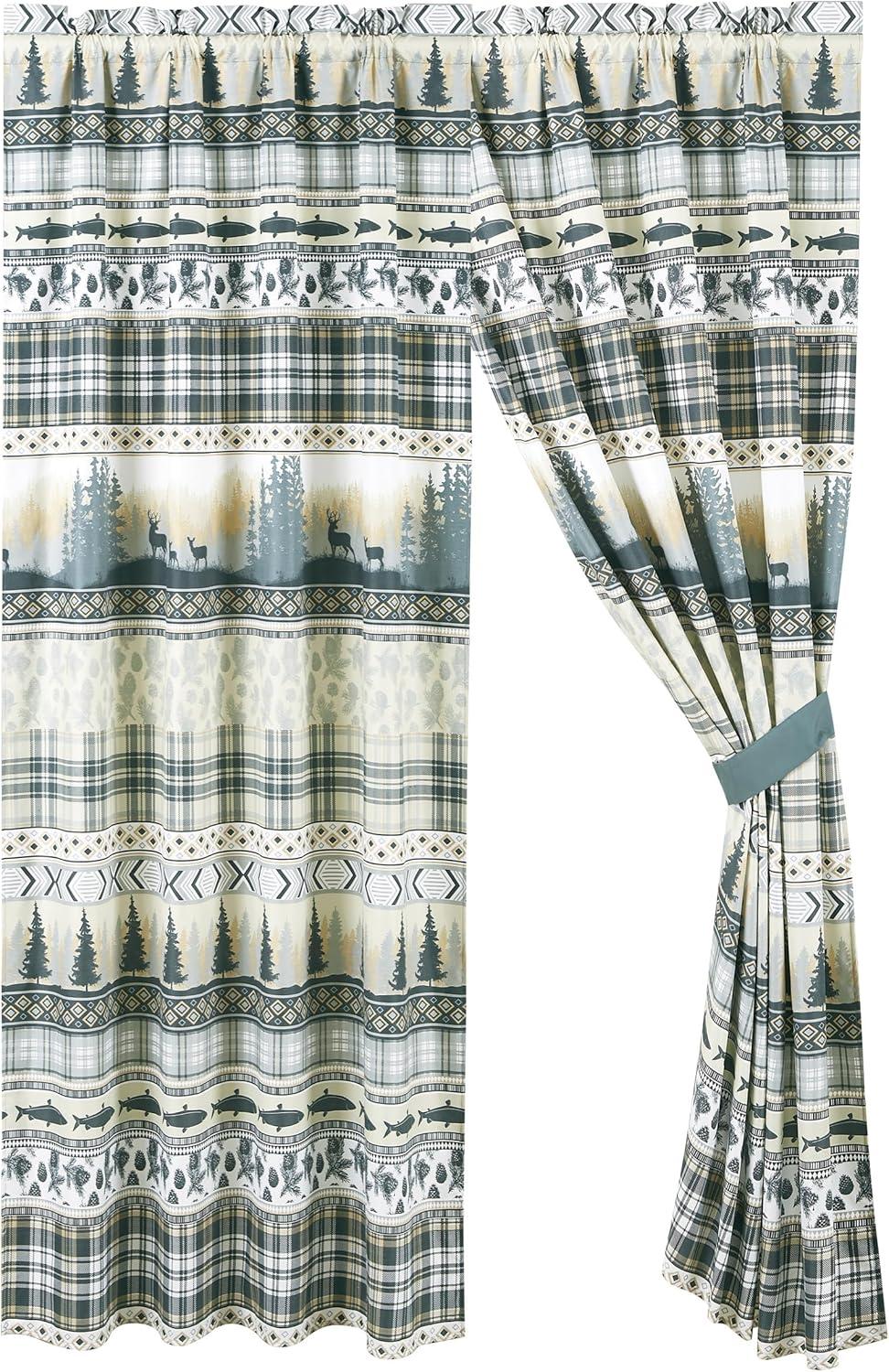 Chezmoi Collection Lake Northwest Cabin Lodge Window Curtain Set (Set of 2)
