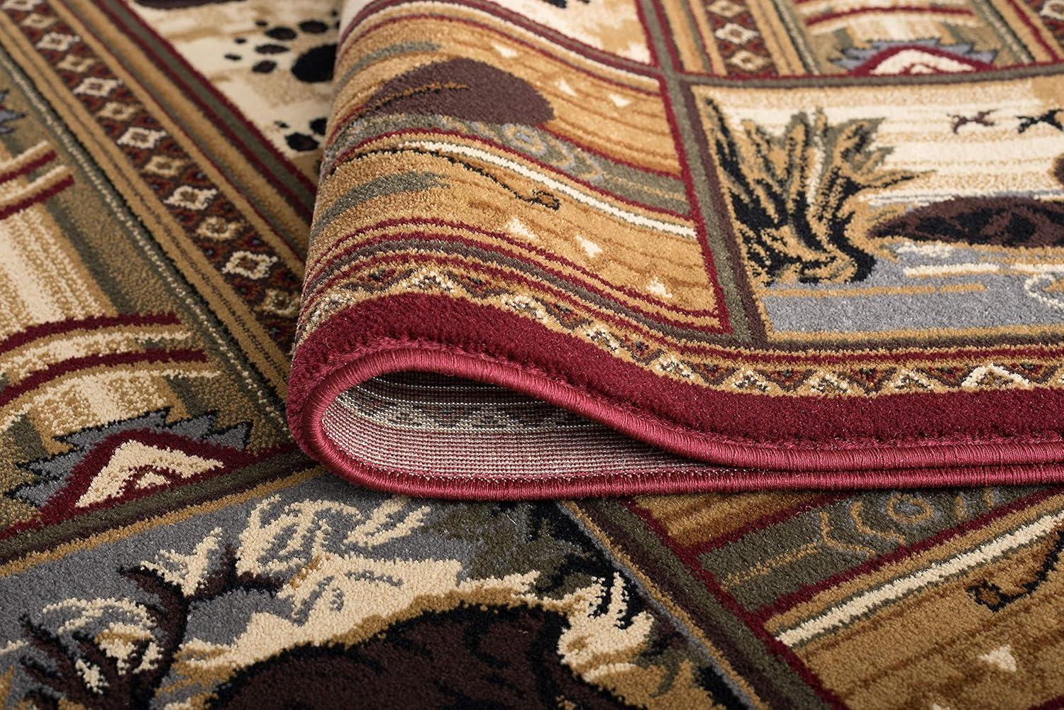 Brown and Black Synthetic Forest Bear Runner Rug, 3x8