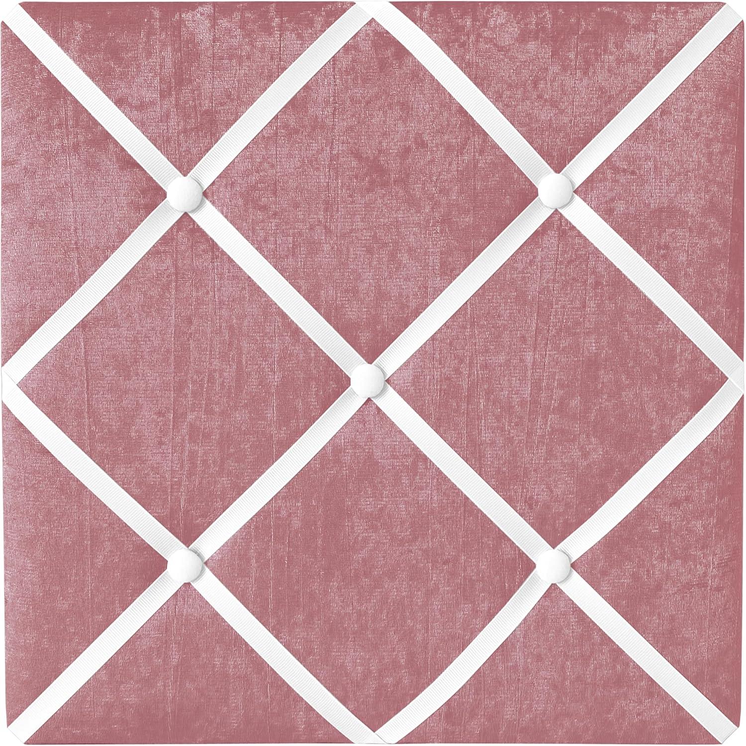 Blush Pink Velvet Fabric Memo Board with White Ribbon