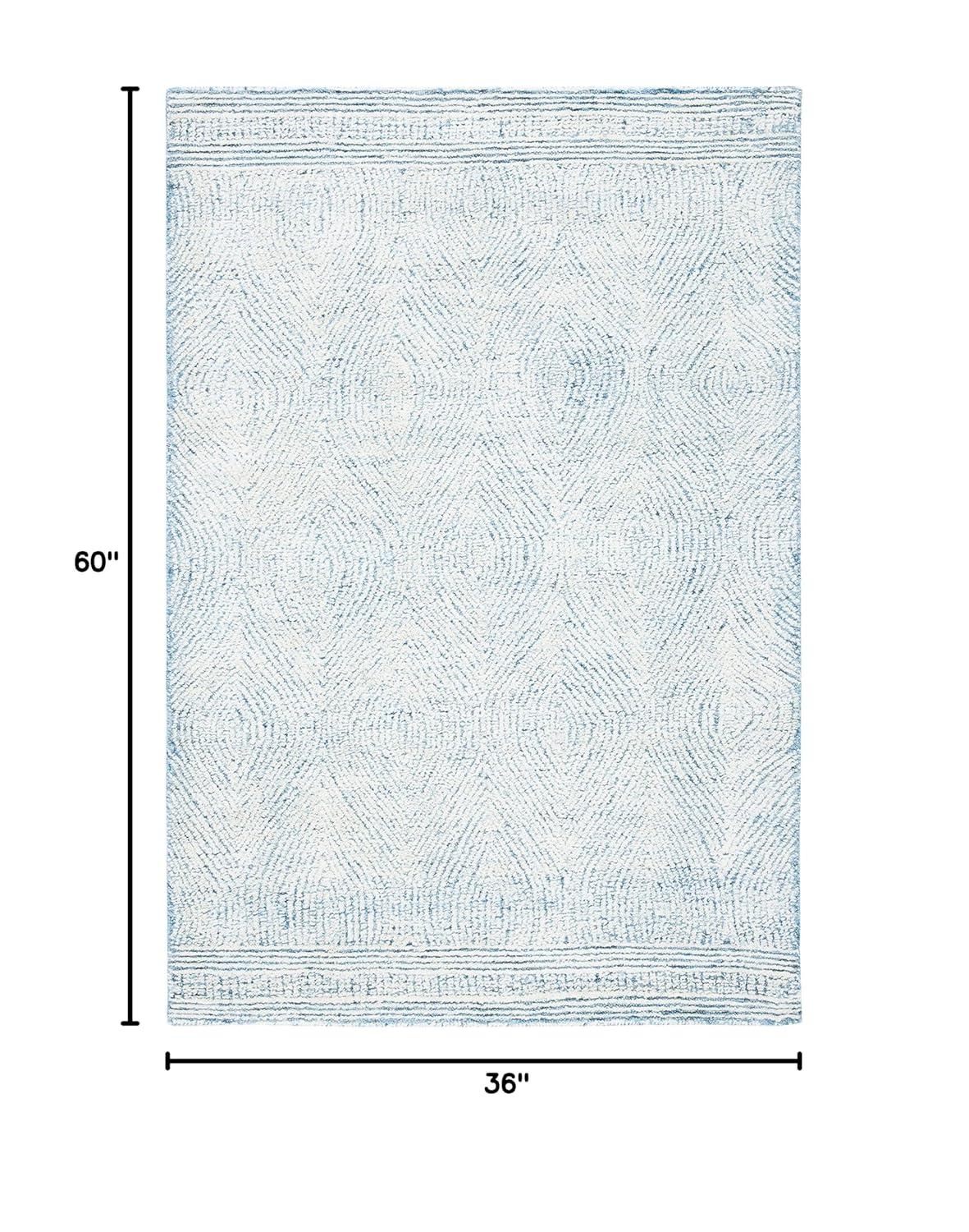 Abstract ABT340 Handmade Indoor Accent Rug - Ivory/Blue - 3'x5' - Safavieh