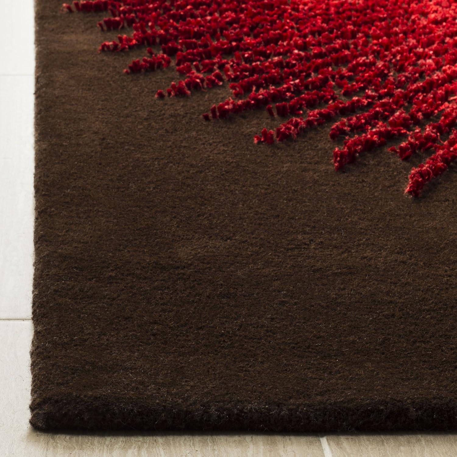 Hand-Tufted Red and Brown Wool Viscose Area Rug