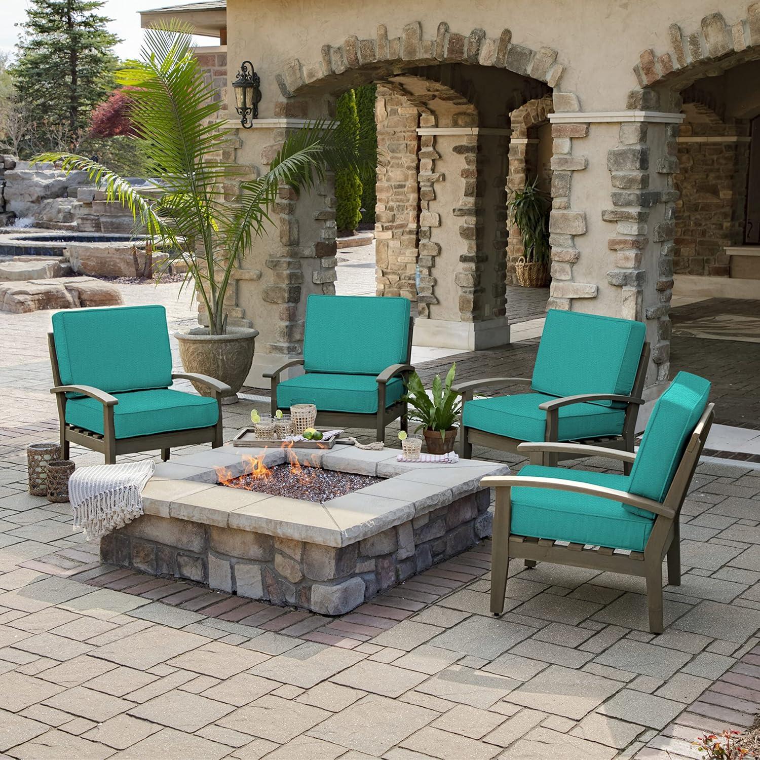 Arden Selections ProFoam EverTru Acrylic 24 x 24 x 6 Inch Outdoor Deep Seat Cushion Set, Aqua