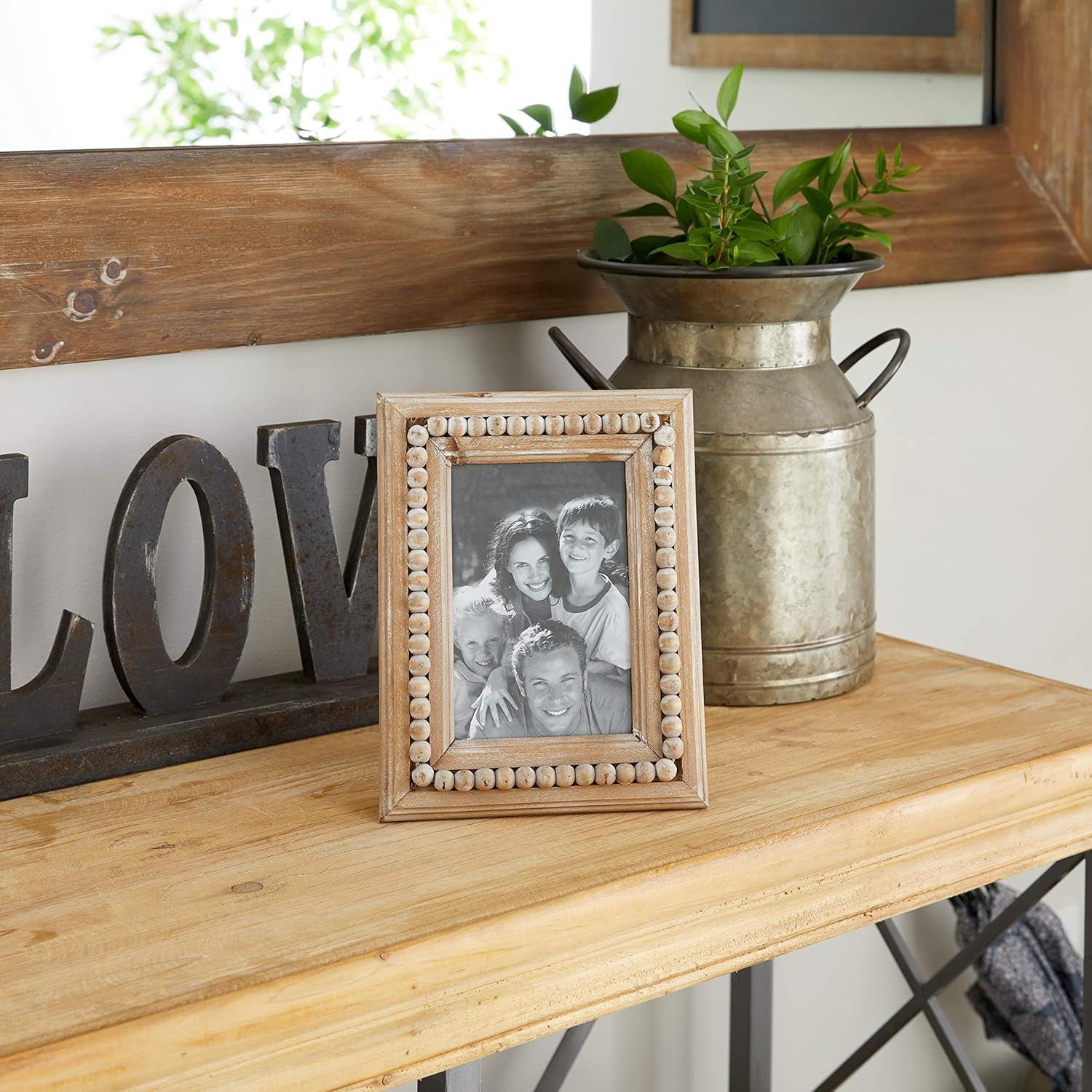 Light Brown Beaded Wood 5x7 Photo Frame