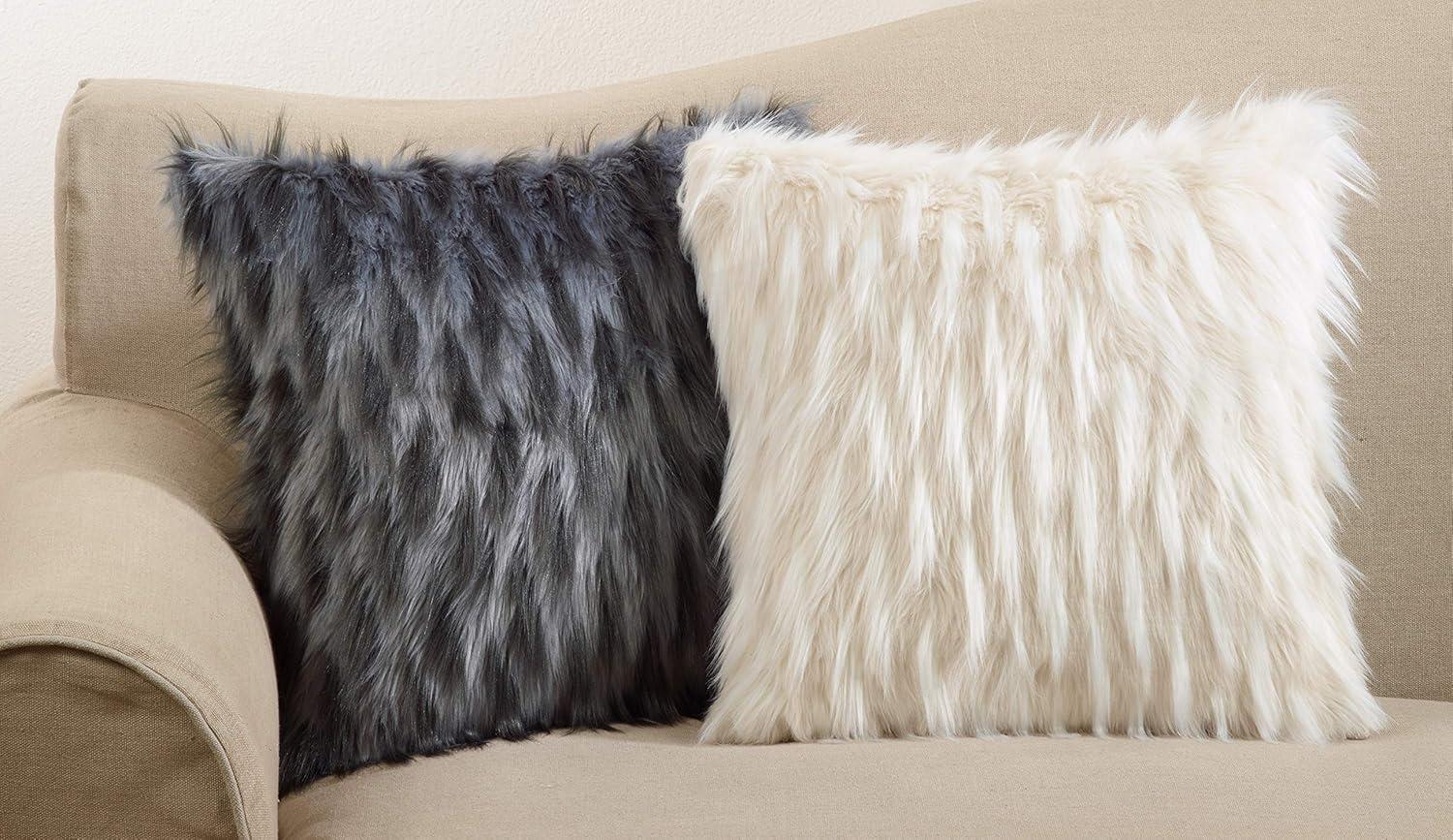 Chevron Faux Fur Throw Pillow