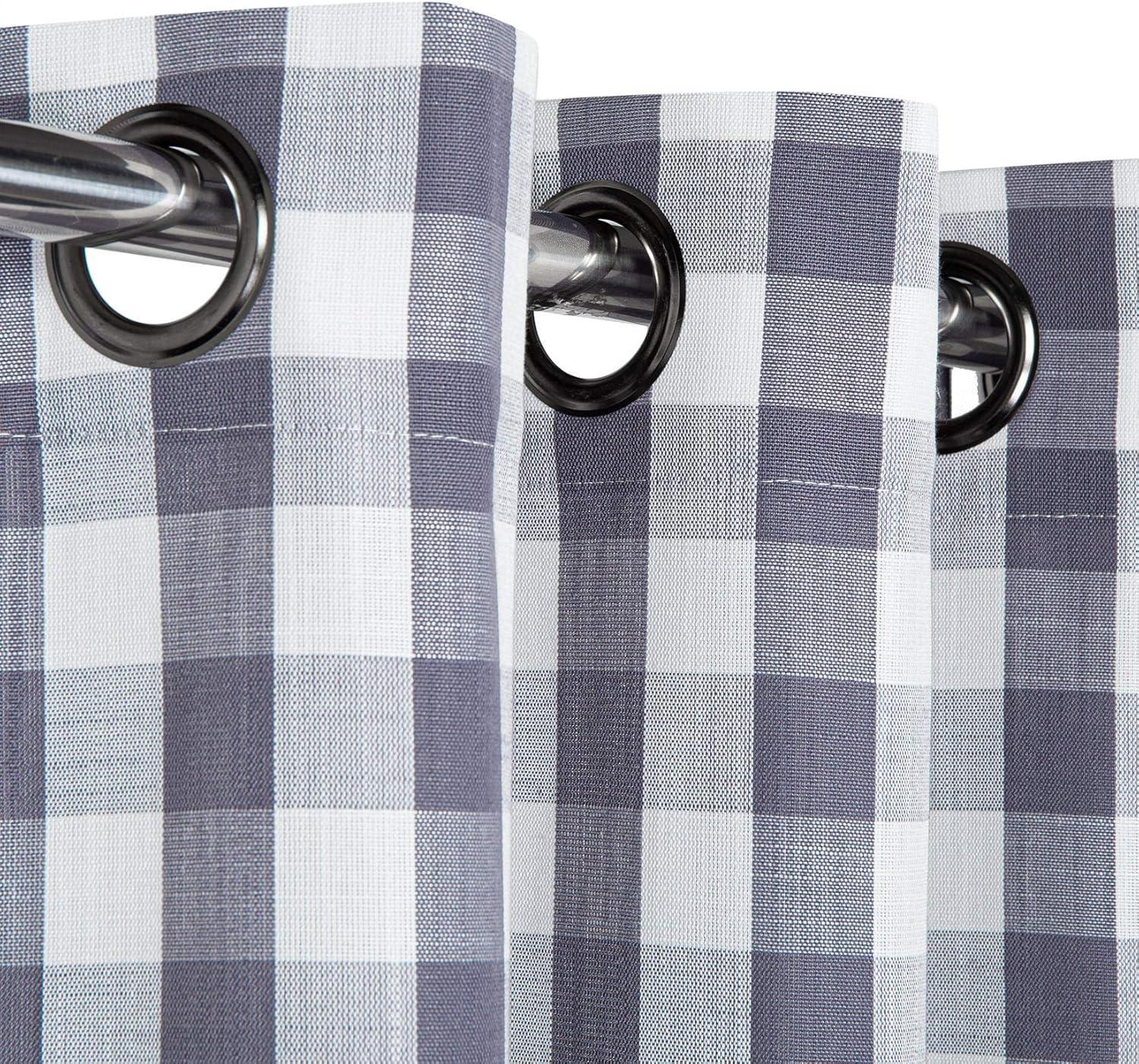 Buffalo Textured Window Curtain Panels Plaid Window Treatment Drapes Grommet Top for Living Room Bedroom Kitchen, Gray/White, 37"x95", 2 panels