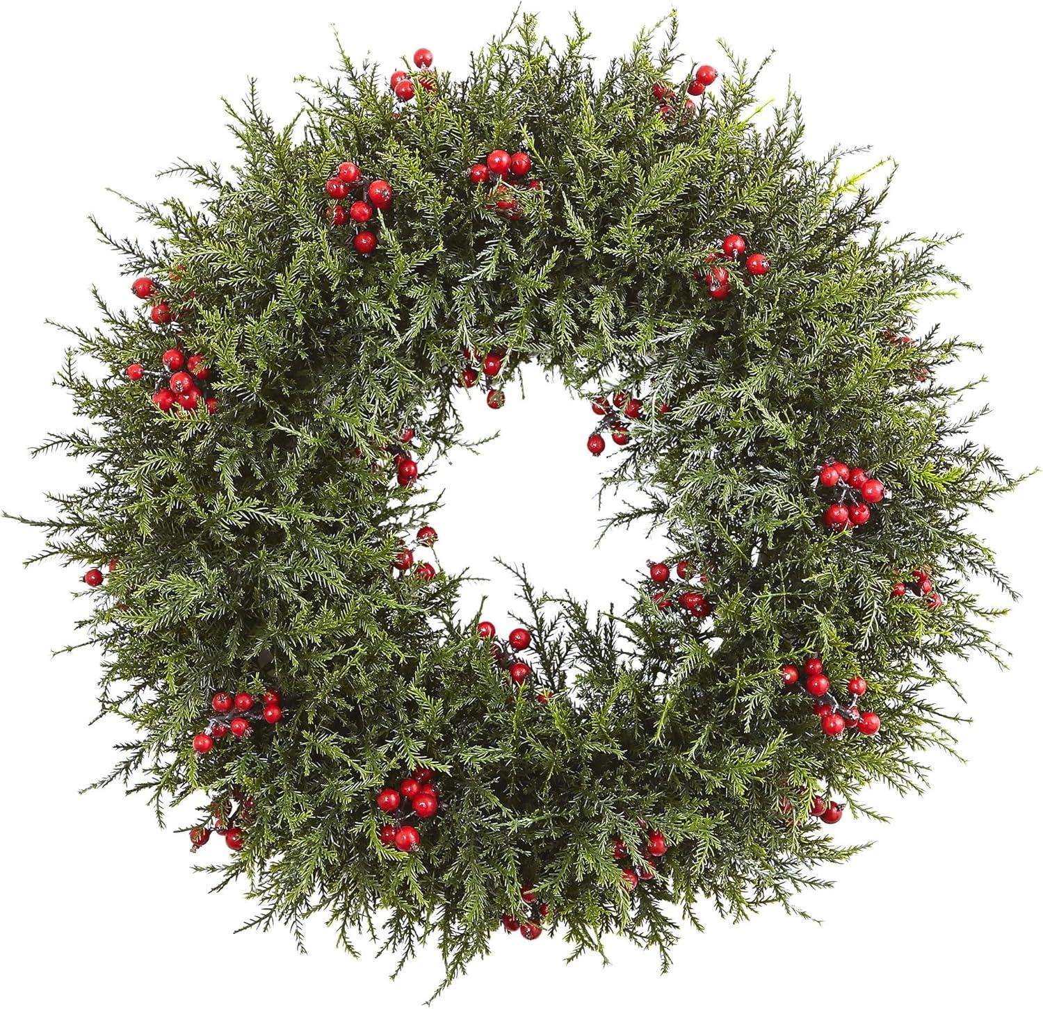 Nearly Natural 20” Cedar Berry Wreath