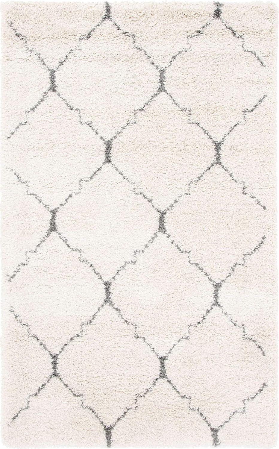 Gray and Ivory High Pile Shag Area Rug