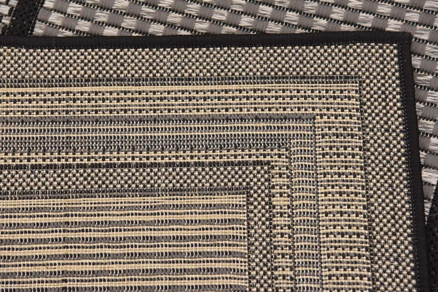 Unique Loom Outdoor Border Collection Area Rug - Multi Border (2' 2" x 6' 1" Runner Gray/Black)