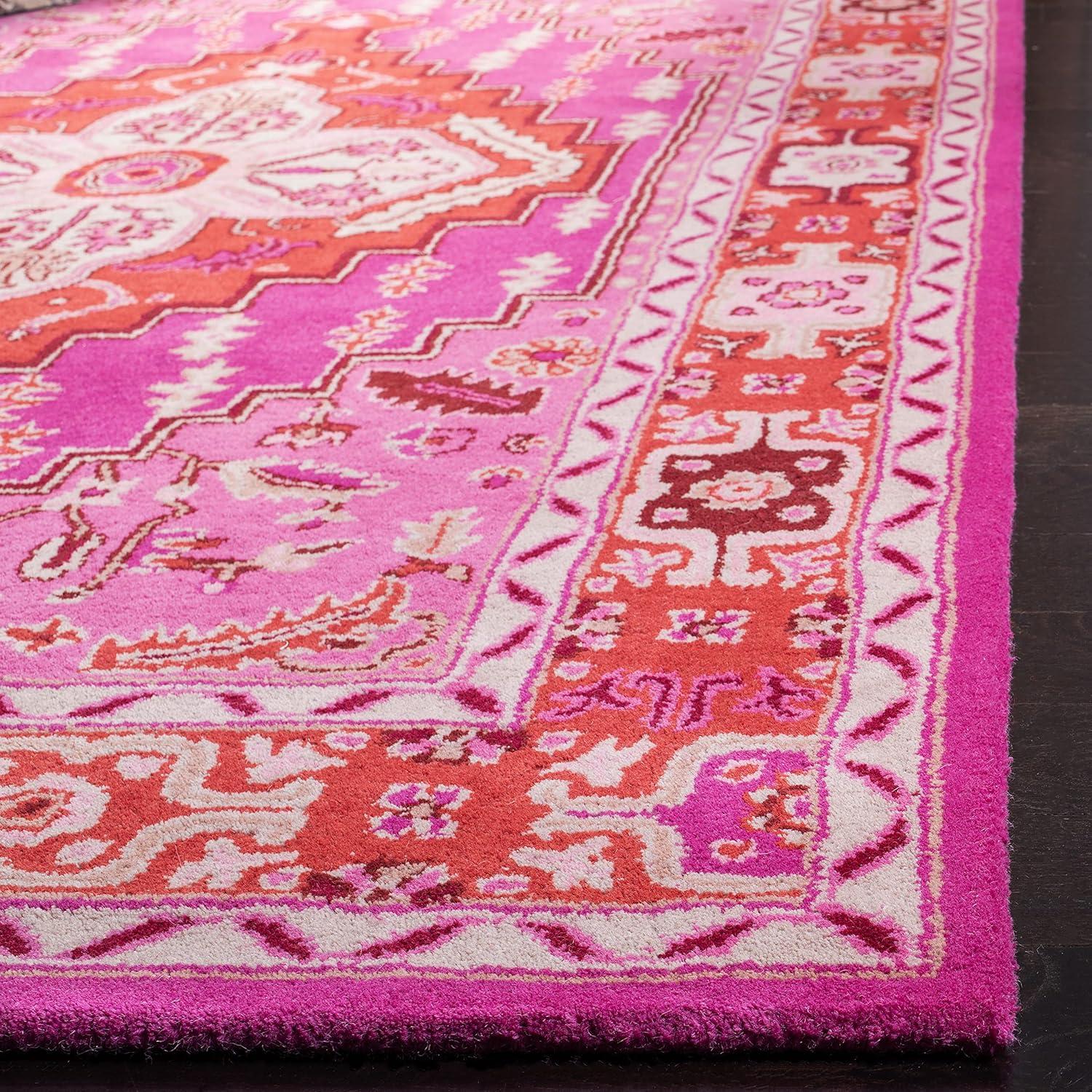 SAFAVIEH Bellagio Major Bordered Wool Area Rug, Red/Pink, 10' x 14'